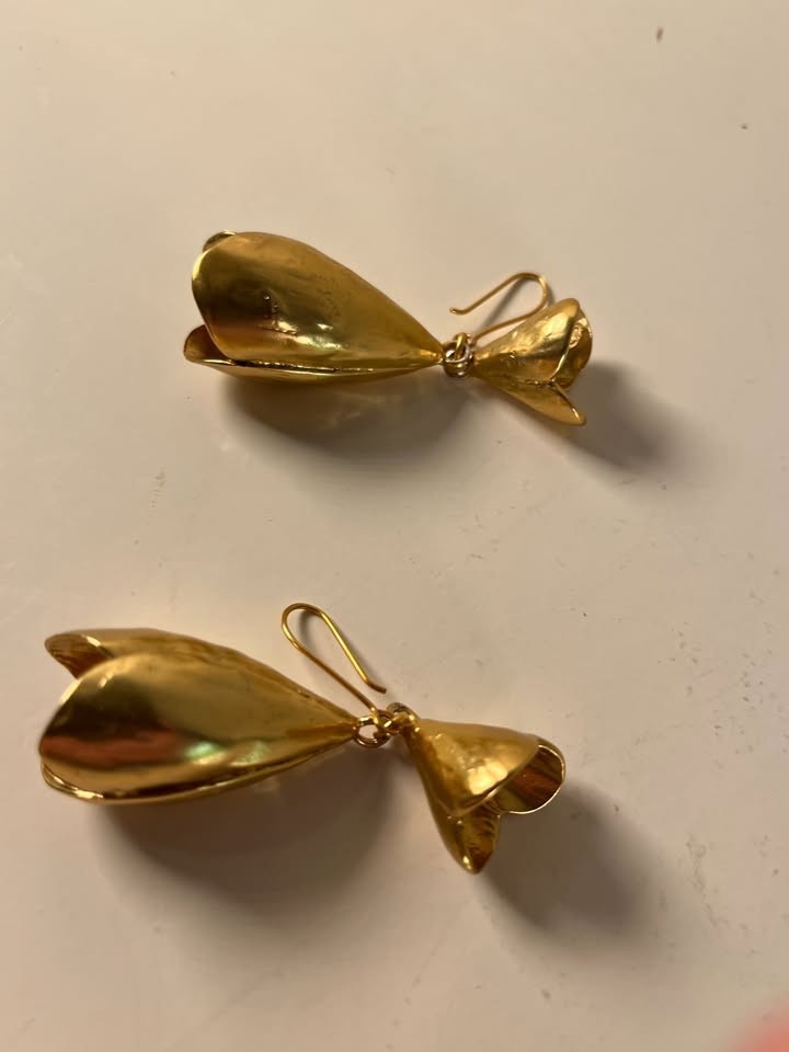 Zara Gold Bell Flower Statement Earrings