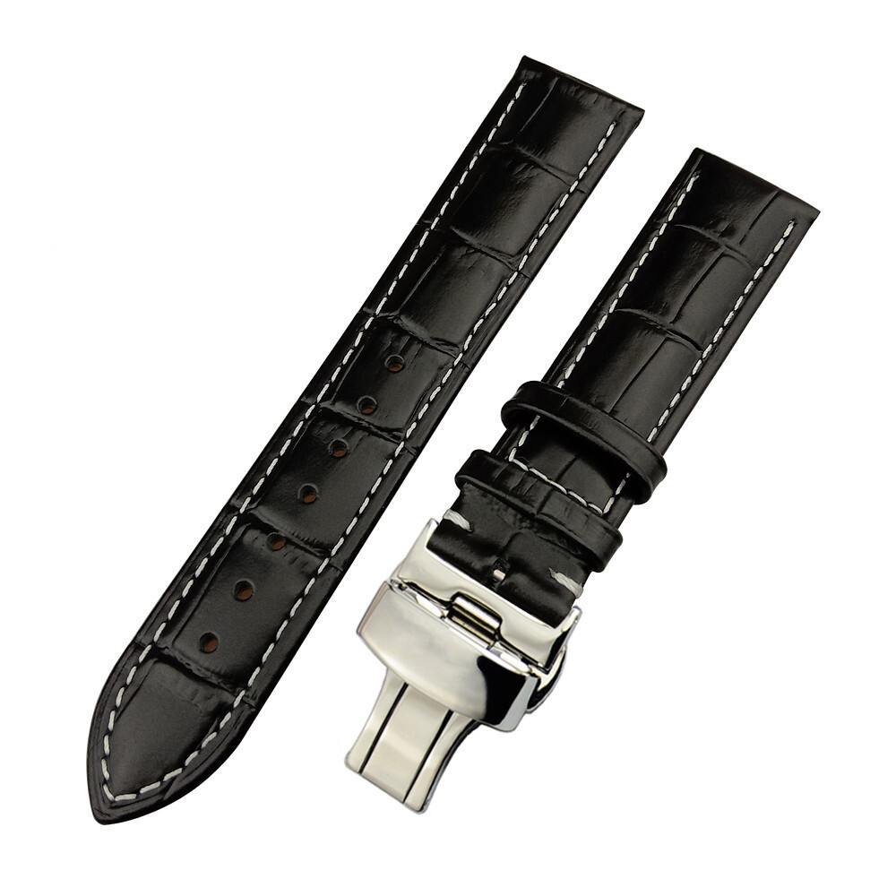 Men’s Genuine Leather Watch Strap Band Black Brown 14 16 17 18 19 20 21 22 24mm