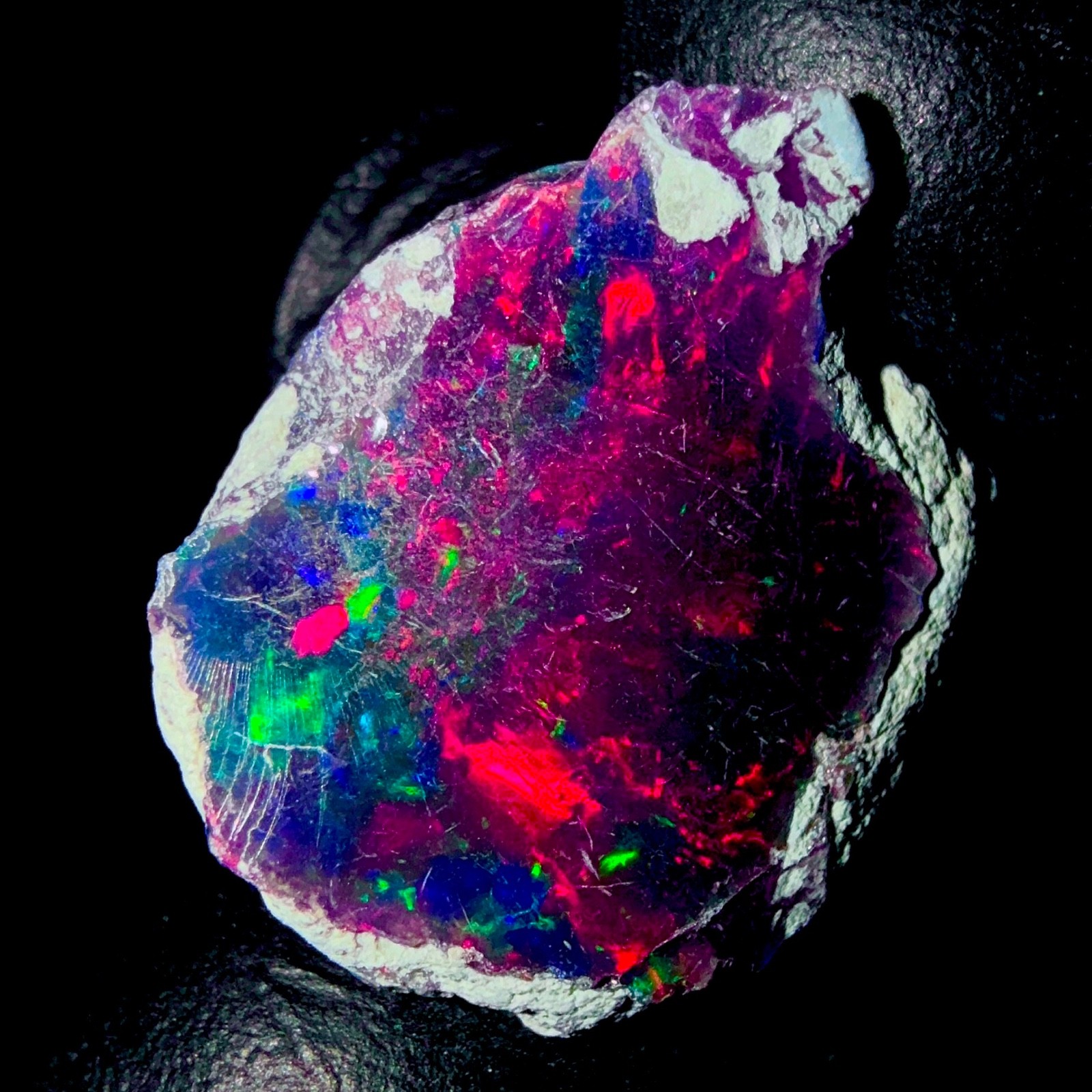 10 Ct Opal Rough, Jewelry Grade Black Welo Ethiopian Opal Rough, Multi Fire Opal