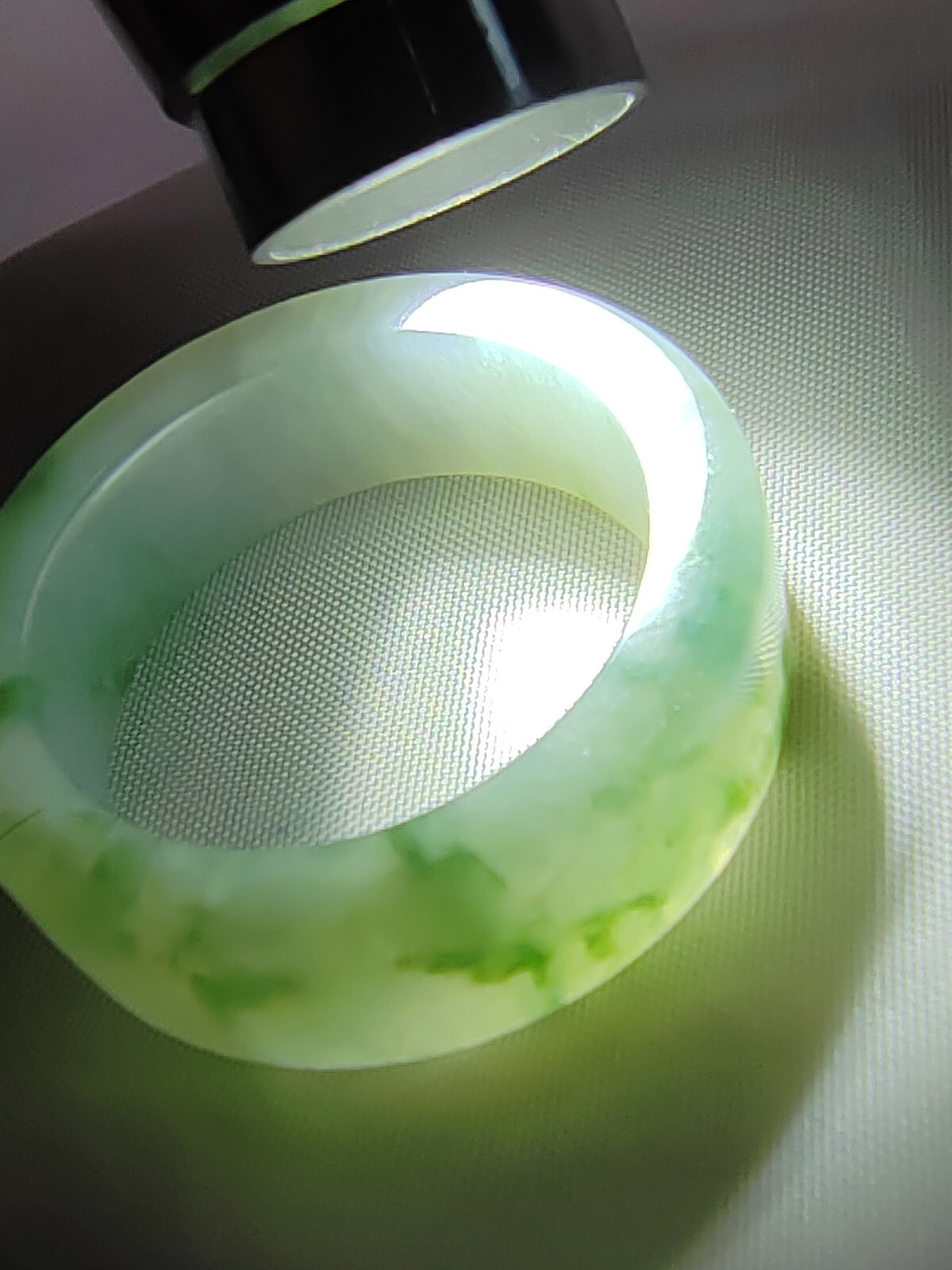 Ice Bluish Green Natural Jadeite Jade Band Ring # US SIZE 13.5 # 22.60mm