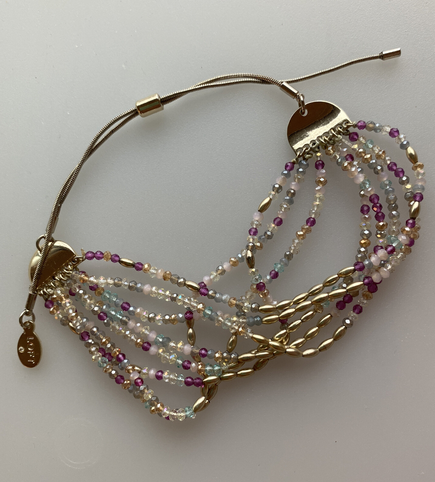 ANN TAYLOR LOFT BEADED MULTI STRAND SLIDER BRACELET
