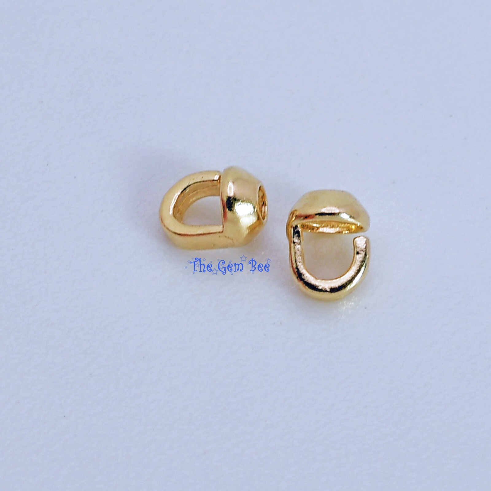 14K Solid Yellow Gold Crimp Hook Bead Tip Cup End Findings Quantity: (2)