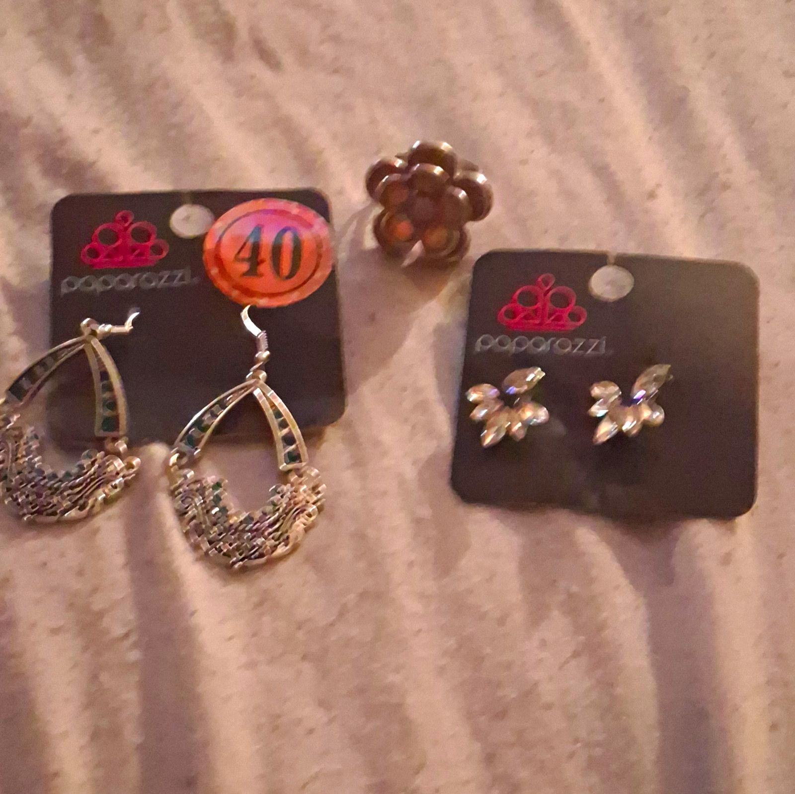 Paparazzi Women’s Fashion Jewelry Mixed Lot: 3pc Earrings & Ring, Silver