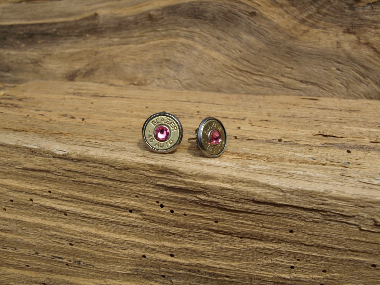 Stainless Steel Bullet Stud Earrings. Optional Glass Crystal.
