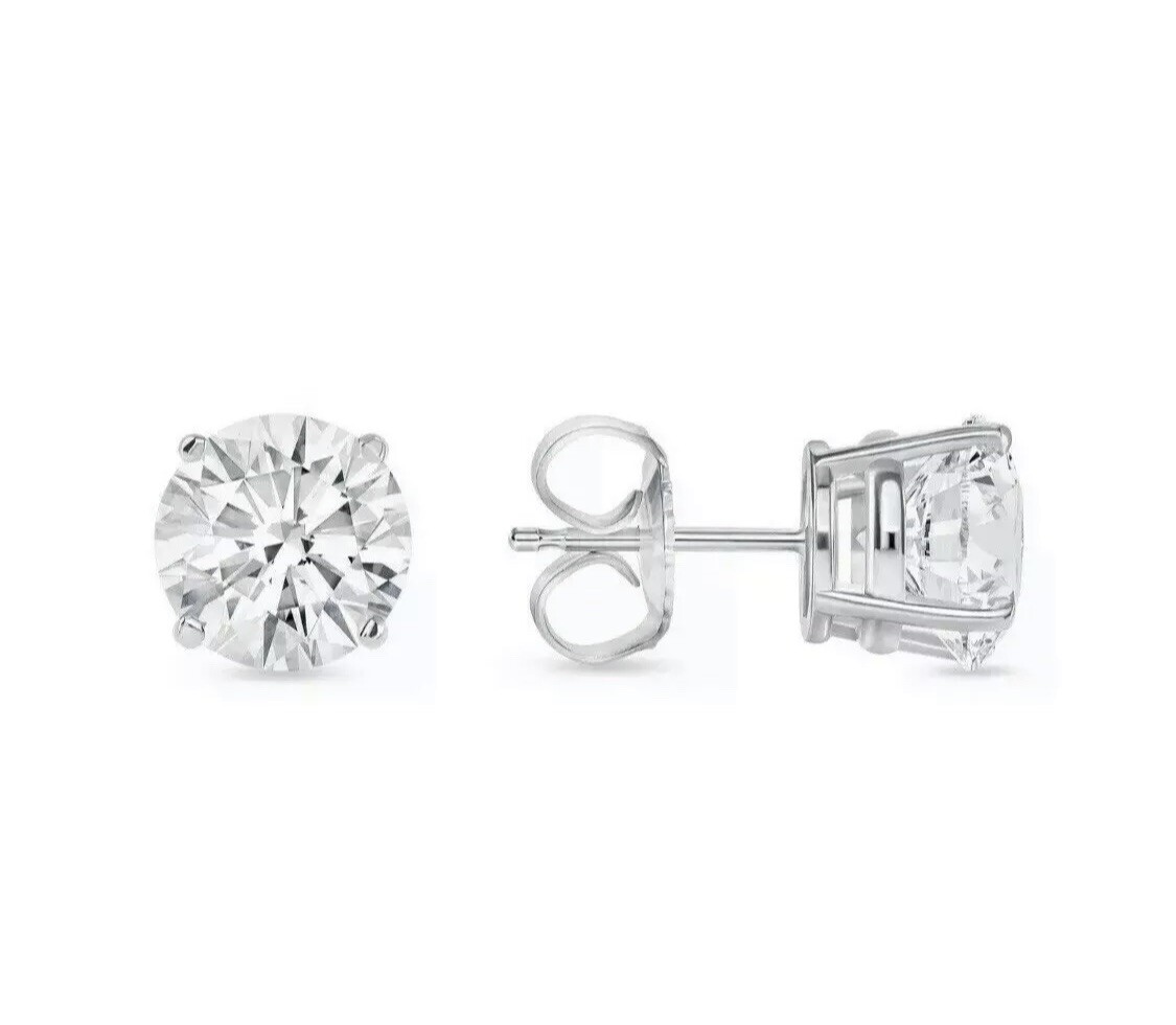 0.55 Ct Round Cut FL/D Lab Created Solitaire Stud Earrings 14K White Gold 5mm