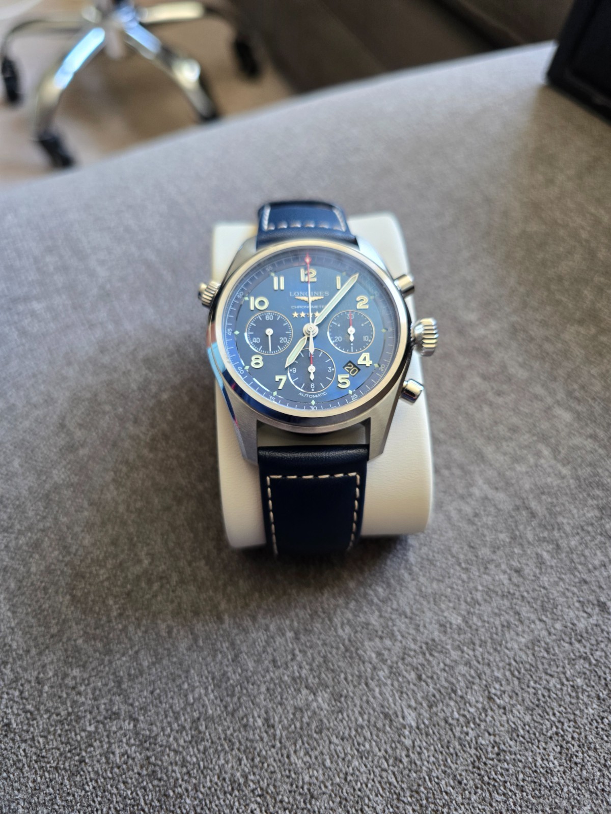 Longines Spirit Sunray Blue Men’s Watch – L3.820.4.93.0 42mm, Leather Strap.