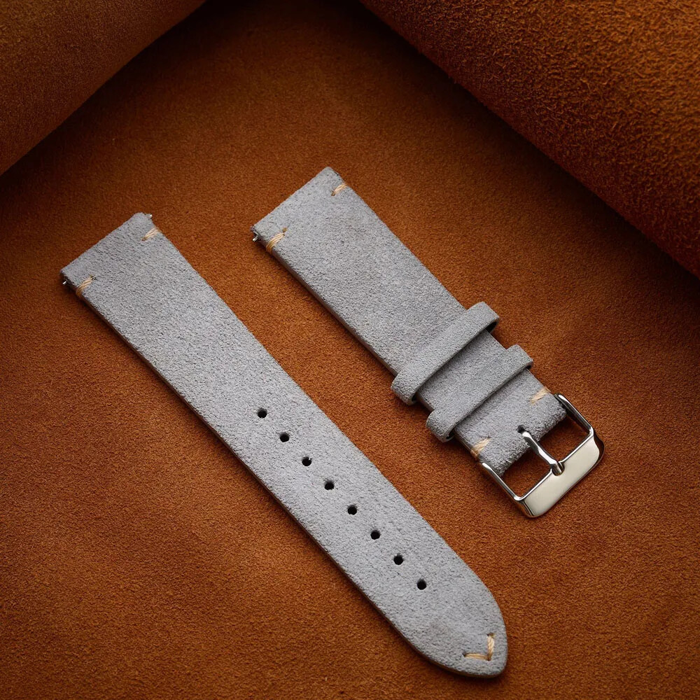 Vintage Matte Velvet Genuine Leather Strap 14 16 18mm 20mm 22mm Watch Band Belt
