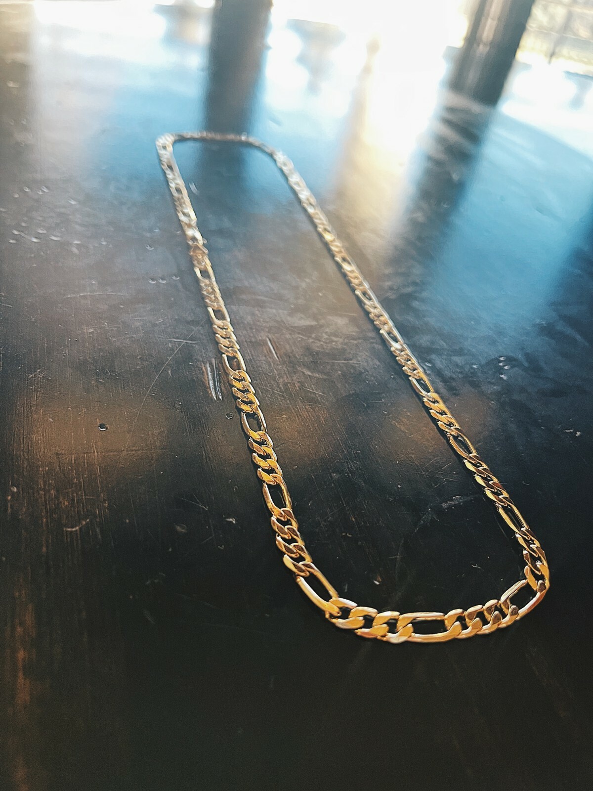 Men’s 14k Gold Stamped Figaro Chain 24 Inches ” 5mm Triple Plated Necklace
