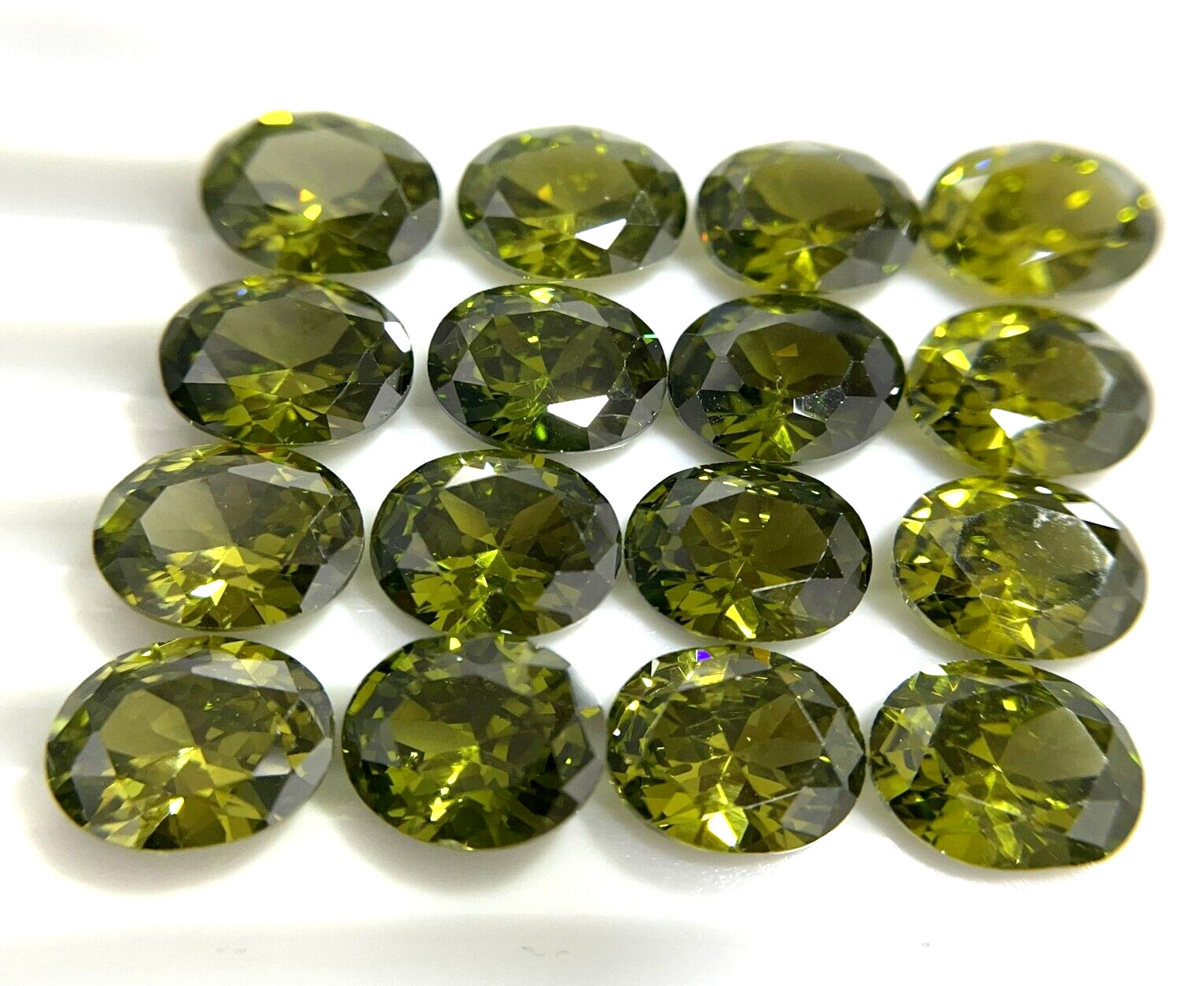 10 Pcs Lot Green Color Cubic Zirconia Faceted High Quality Gemstones 10×8 mm