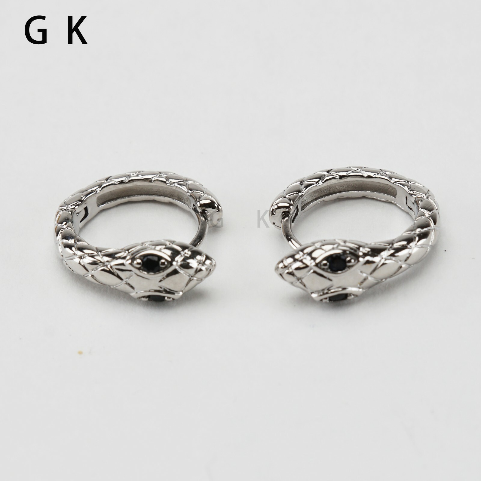 2-4 Pcs Stainless Steel CZ Snake Design Hoop Huggie Stud Earrings Ring Piercing