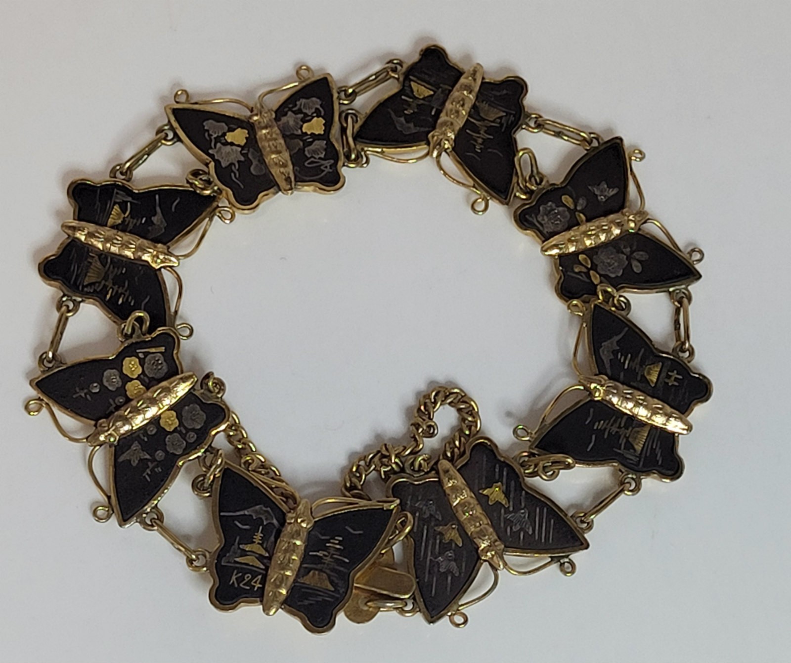 Japanese Damascene Butterfly Bracelet vintage