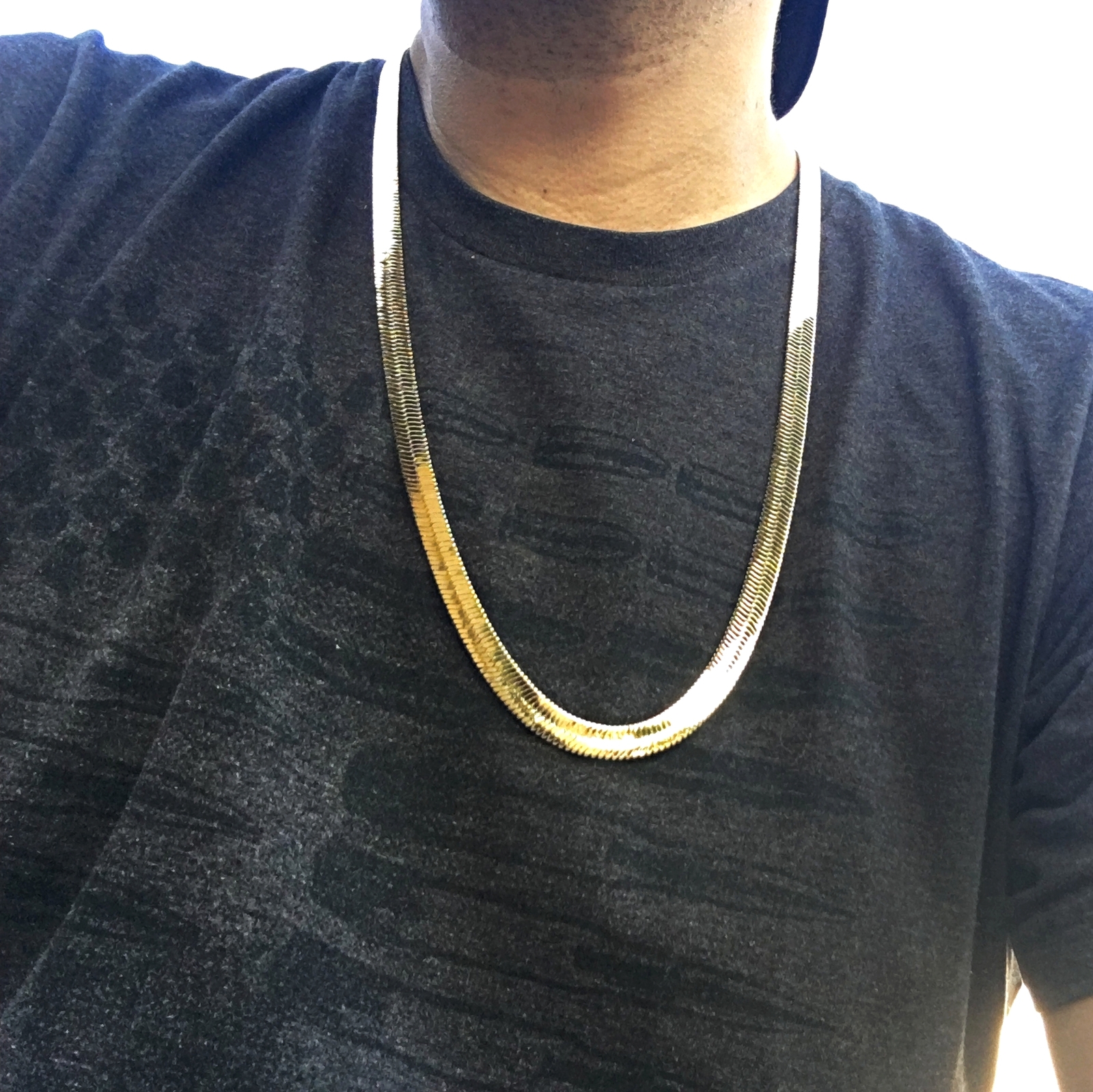 Mens 14K Gold Plated Herringbone Chain Flat Hip Hop Necklace 20″-30″ 4MM-14MM