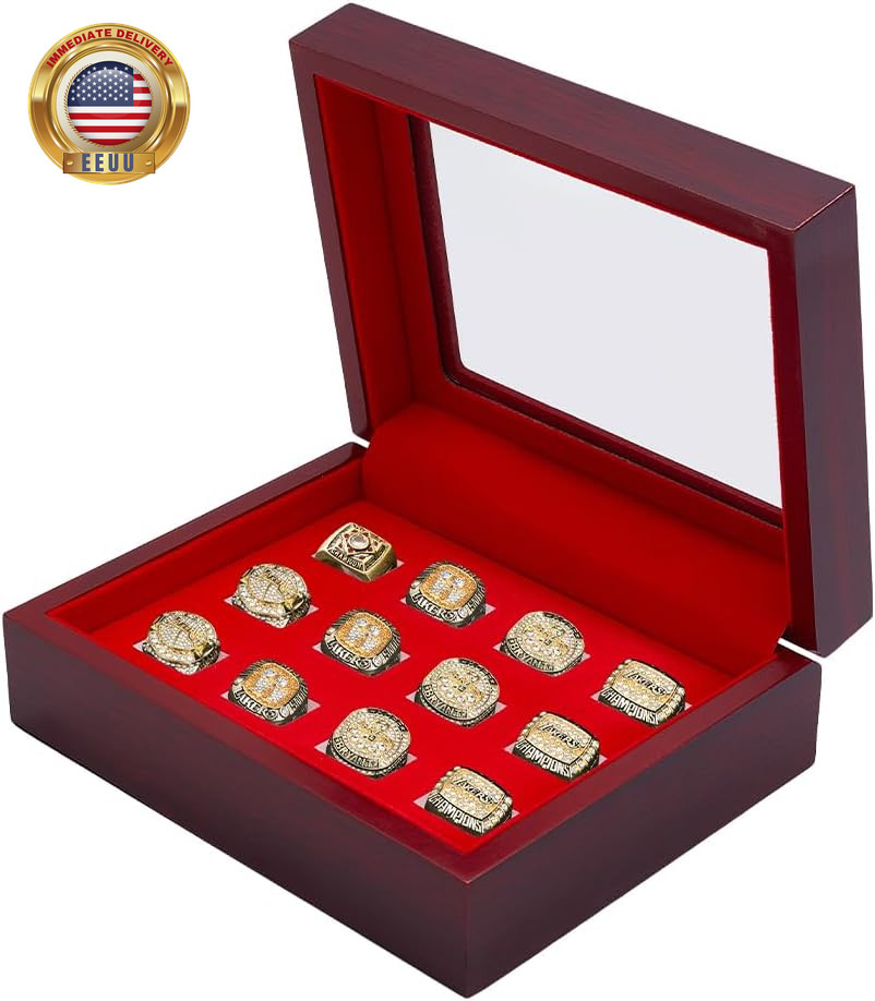 Championship Ring Display Case Sports Ring Storage Box Coconut Brown Rectangle 1