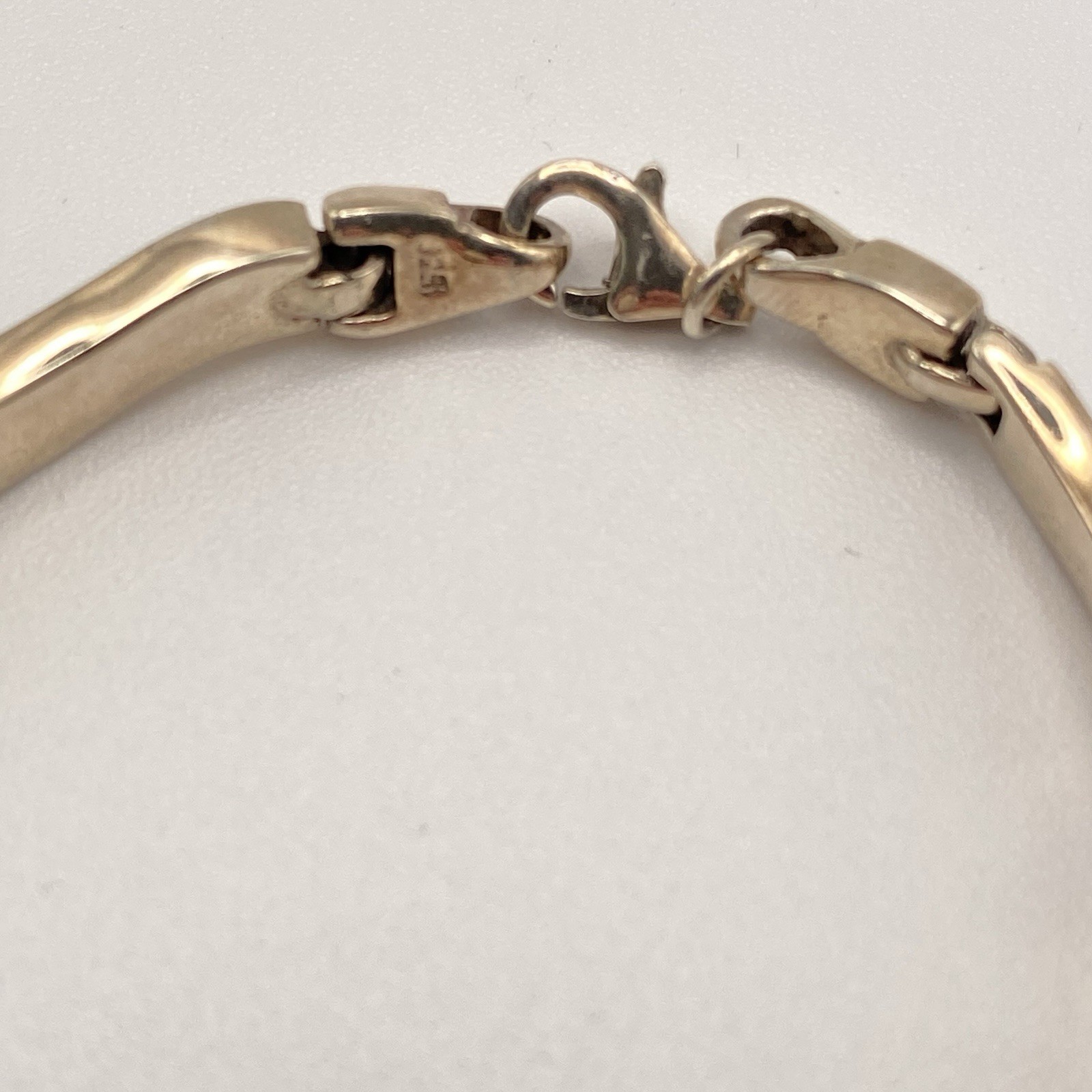 925 Sterling Silver Bracelet Blue Green Abalone Shell Inlay Wavy Link Vtg 7.25”
