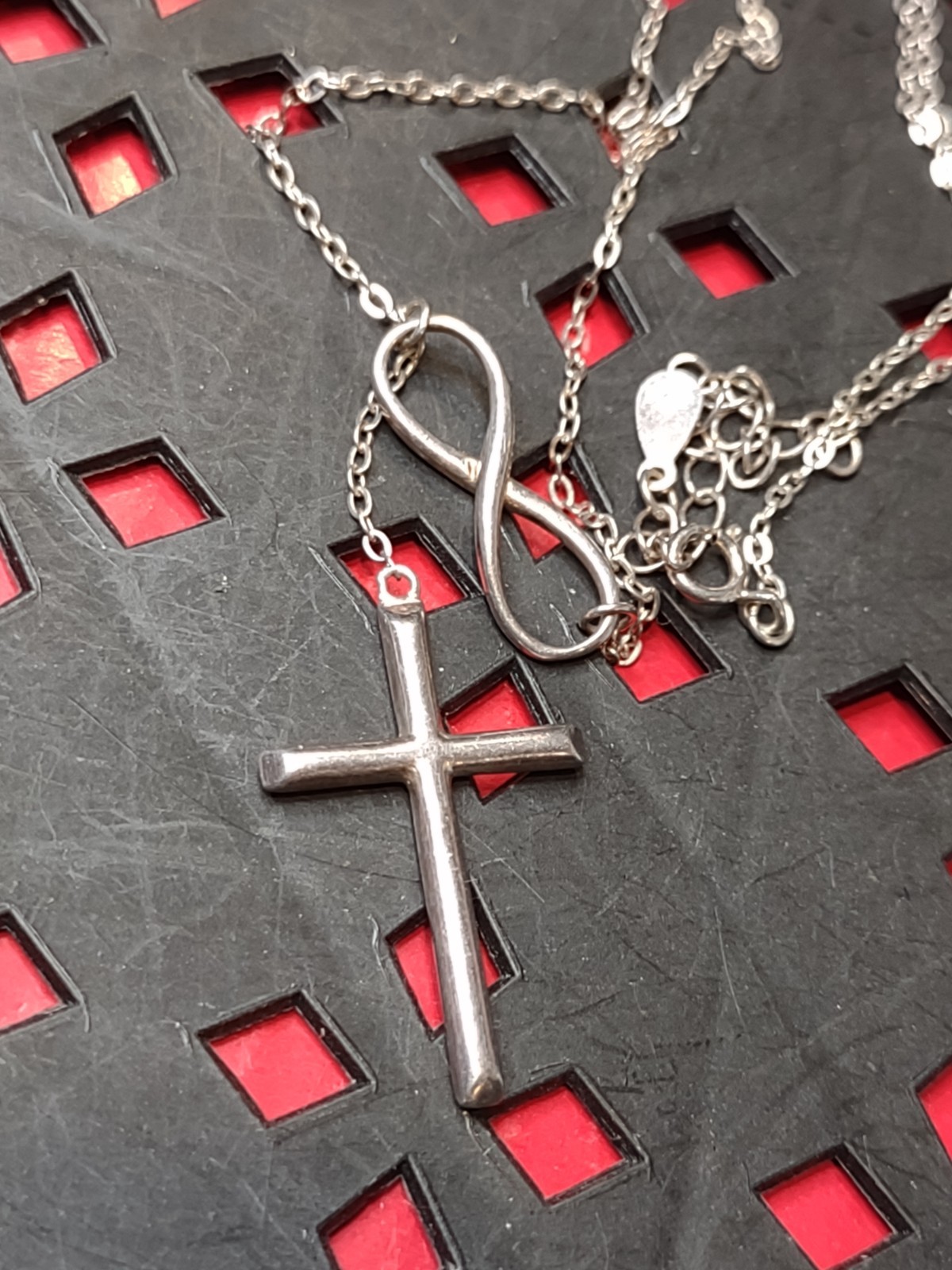 18 Inch Sterling Silver Infinity Cross Necklace