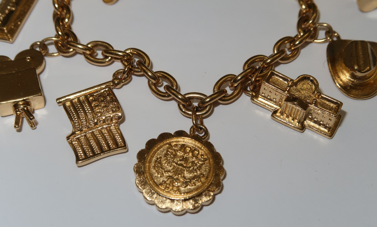 Ann Hand, Ronald Regan Theme Charm Bracelet, Costume Jewelry