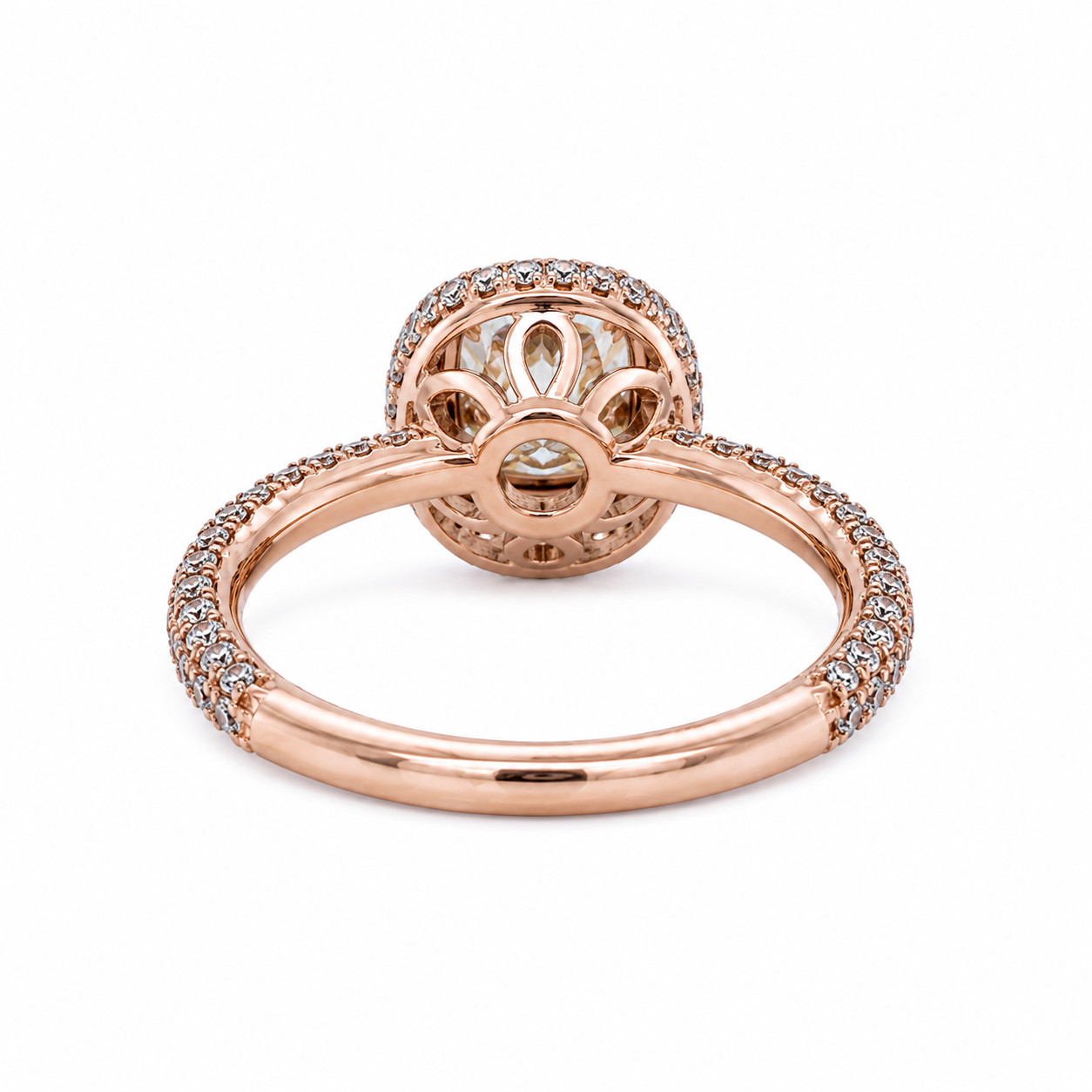 4.90ct Natural Cushion Diamond Halo Ring 18K Rose Gold