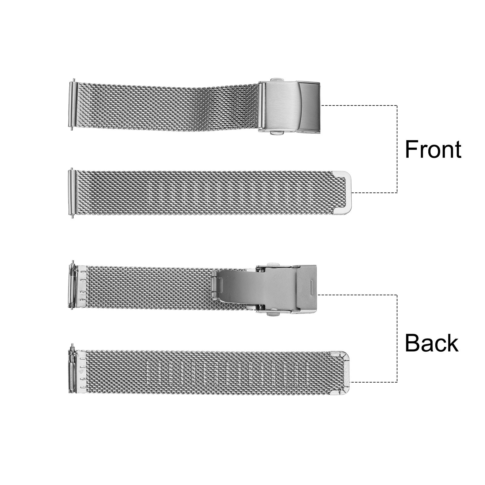 Stainless Steel Mesh Watch Band 16mm Quick Release Watch Strap Silver Tone