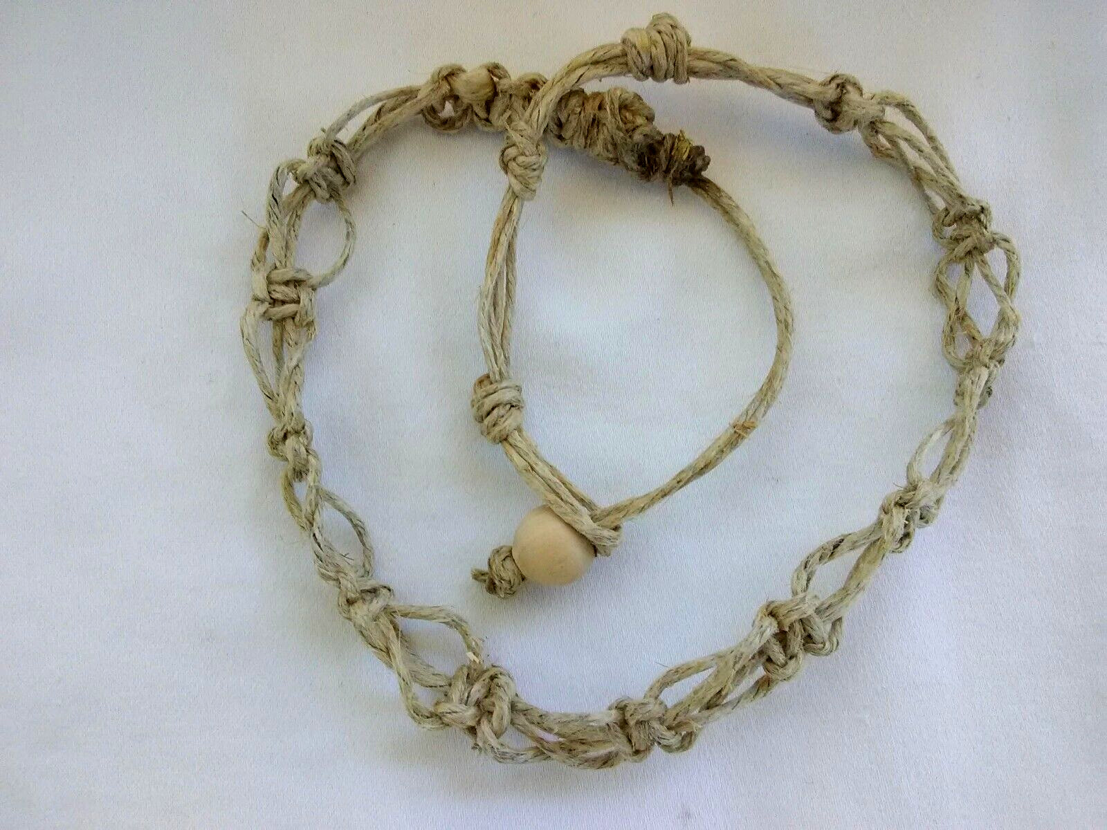 HEMP SURFER BOHO NECKLACE 19″ Unisex Macrame Hippie US Seller New