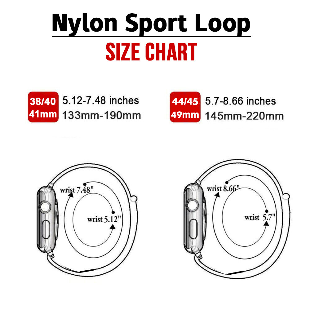 3 PACK Nylon Sport Loop Band Strap for Apple Watch 9 8 7 6 5 4 SE 38/40/44mm