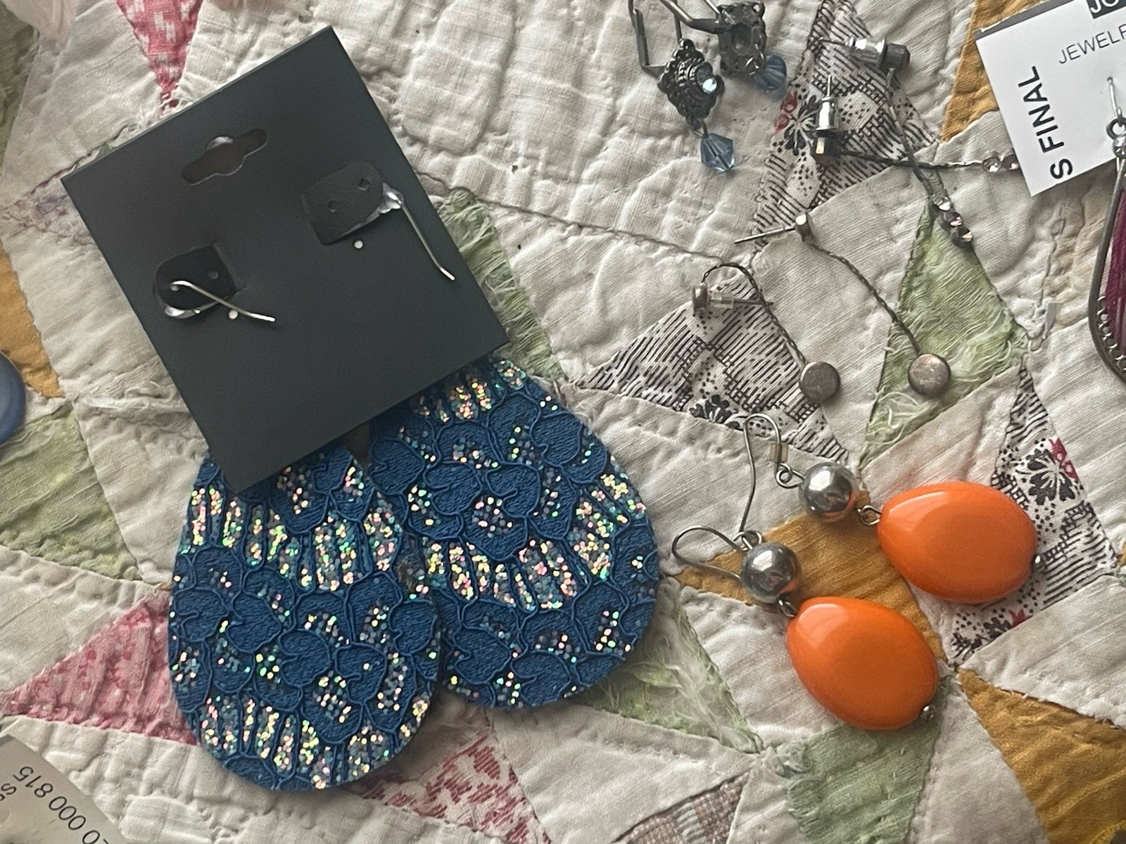 EARRINGS LOT DANGLE DROP HOOP STUD RHINESTONE