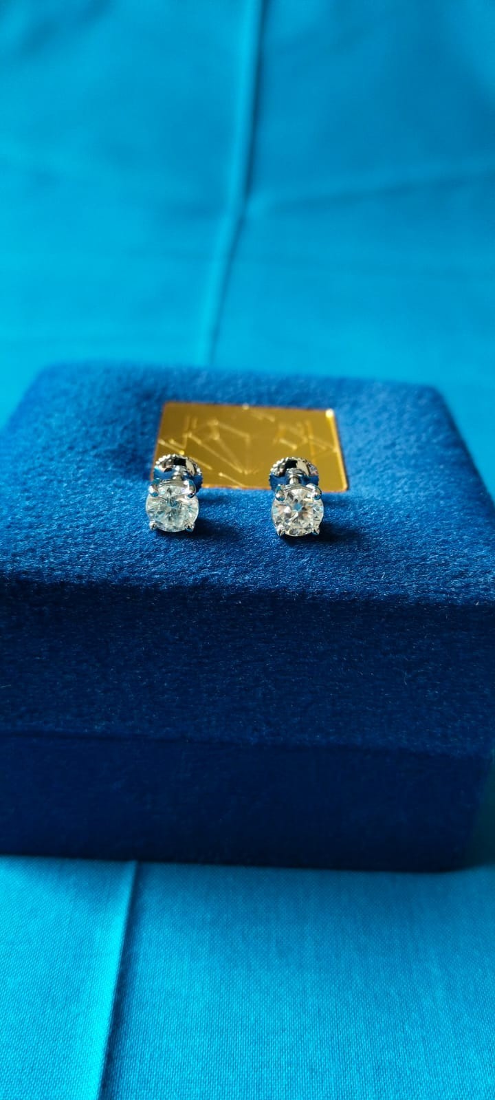 1.75 Ct Round Cut Diamond Stud Earrings 14K White Gold Natural Mined screwback