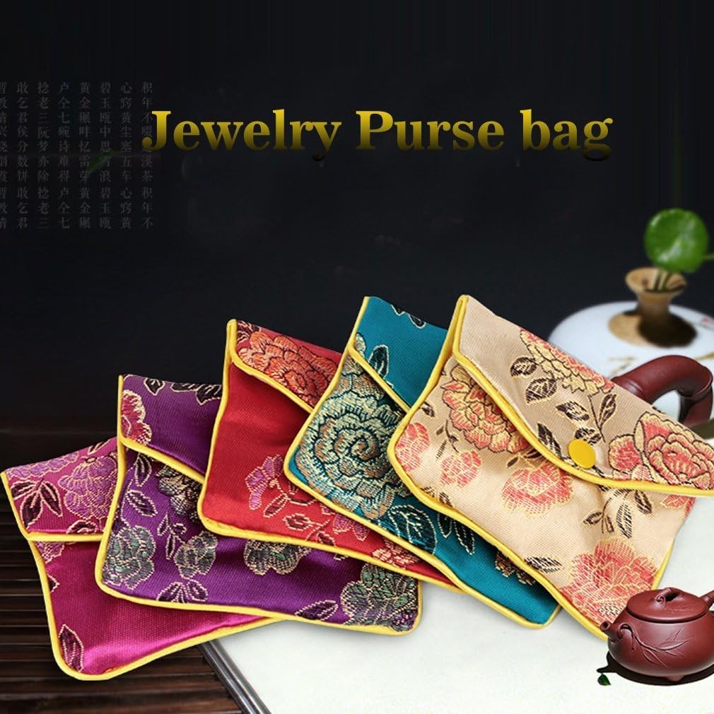 Stylish Small Jewelry Pouches – 12 Floral Zipper Bags for Special Occasions
