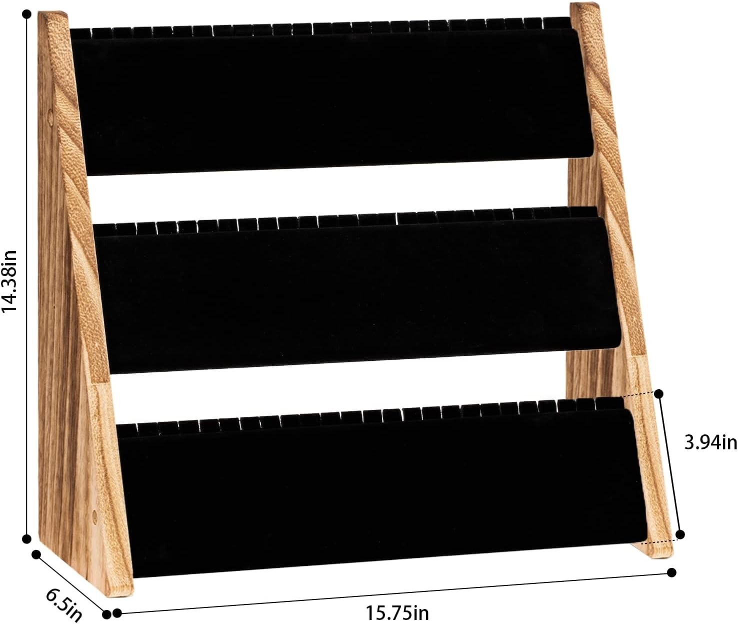 Stylish Necklace Organizer with Velvet Protection – Rustic Wood for 72 Necklaces