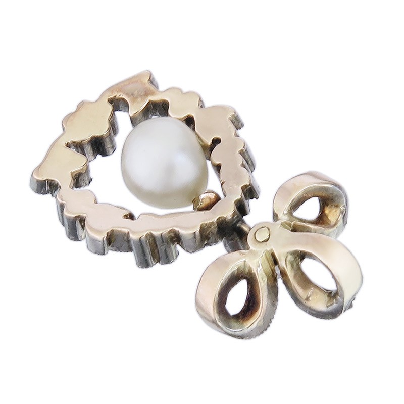 Pendant Pearl Rose Cut Diamonds Silver Gold Antique