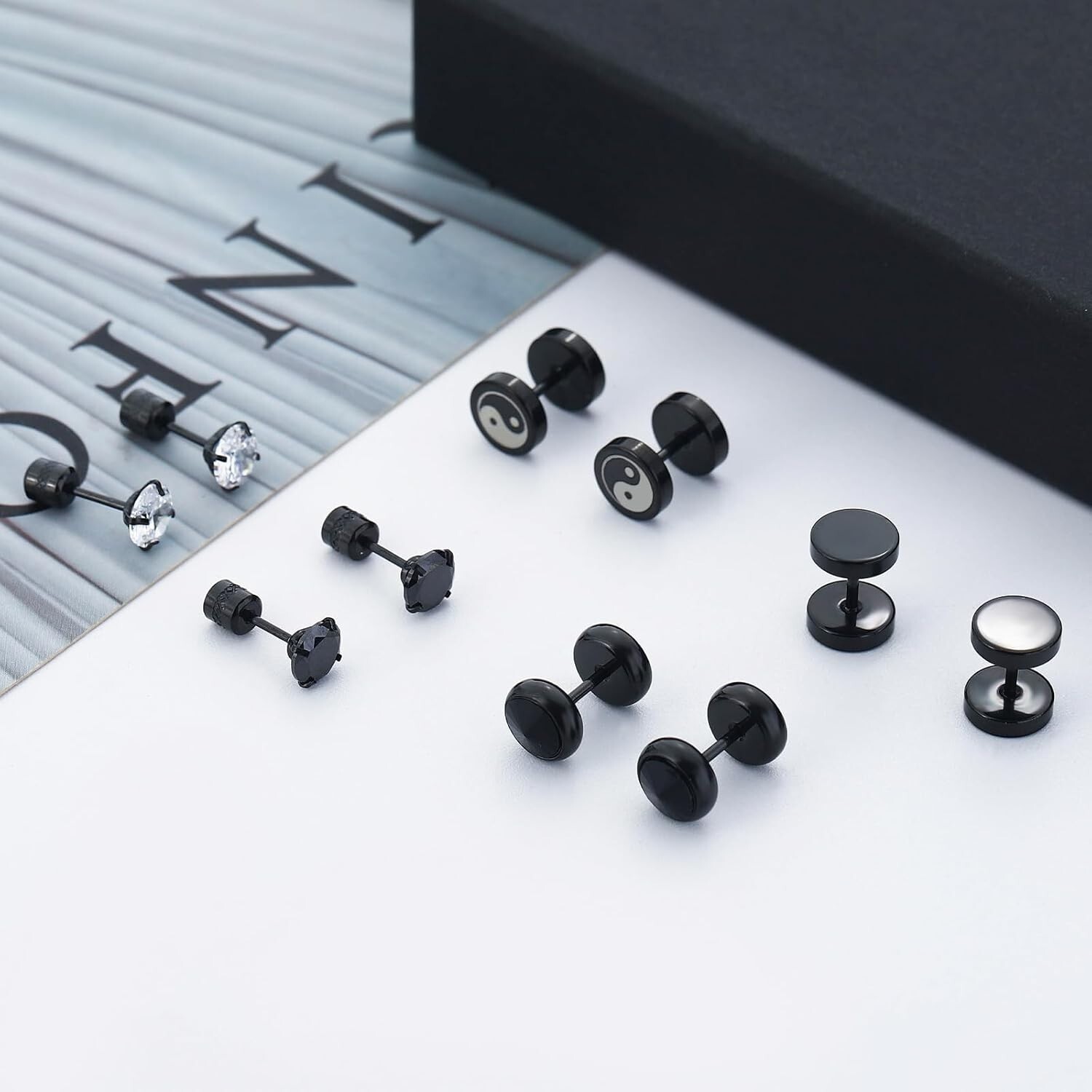 Aretes De Iman Para Hombre Set De Pendientes Acero Inoxidable Hipoalergénico New