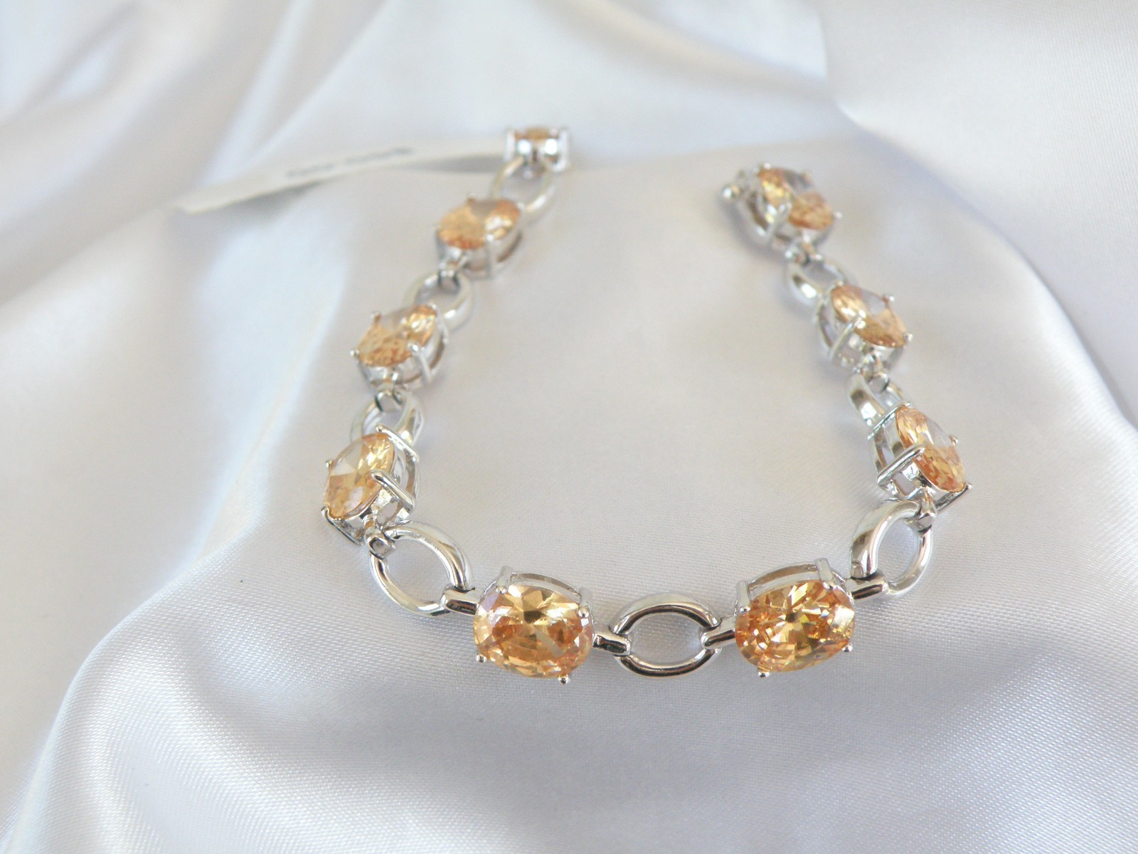 Ross Simons Sterling Silver 925 Gemstone Tennis Station Bracelet Fits 7″