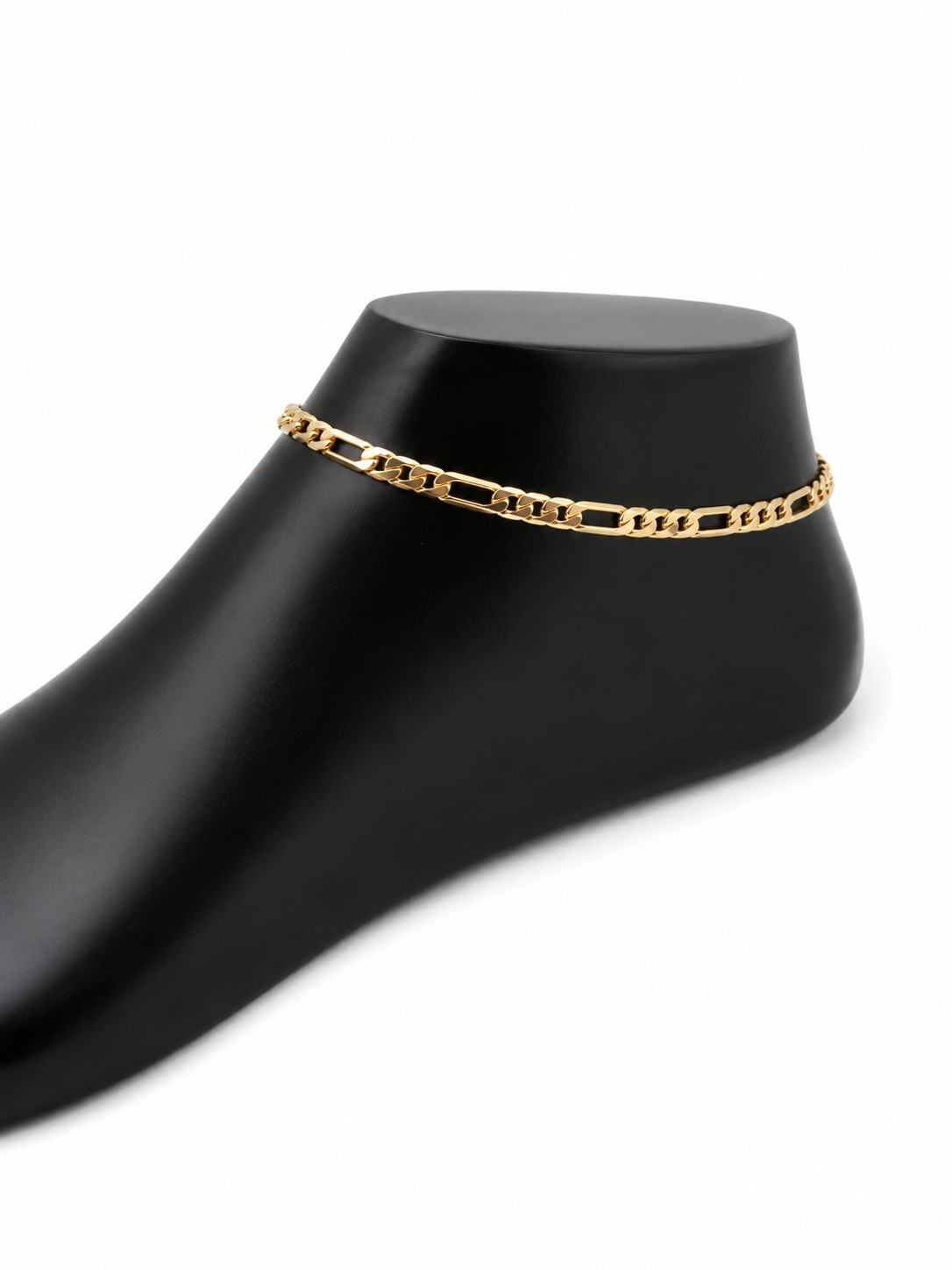 14K Gold Filled Anklet 10″ 5mm Flat 3-in-1 Figaro Chain Women’s Ankle…