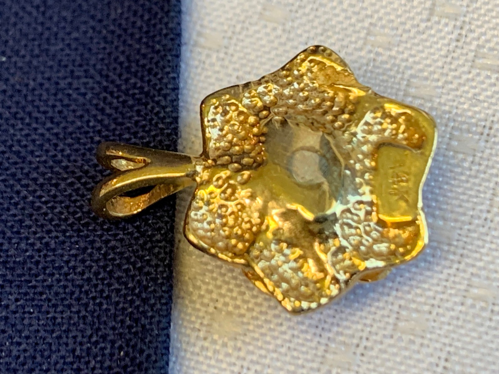 14K Yellow Gold Diamond Flower Pendant 3.29g Fine Jewelry Rose Charm *READ*