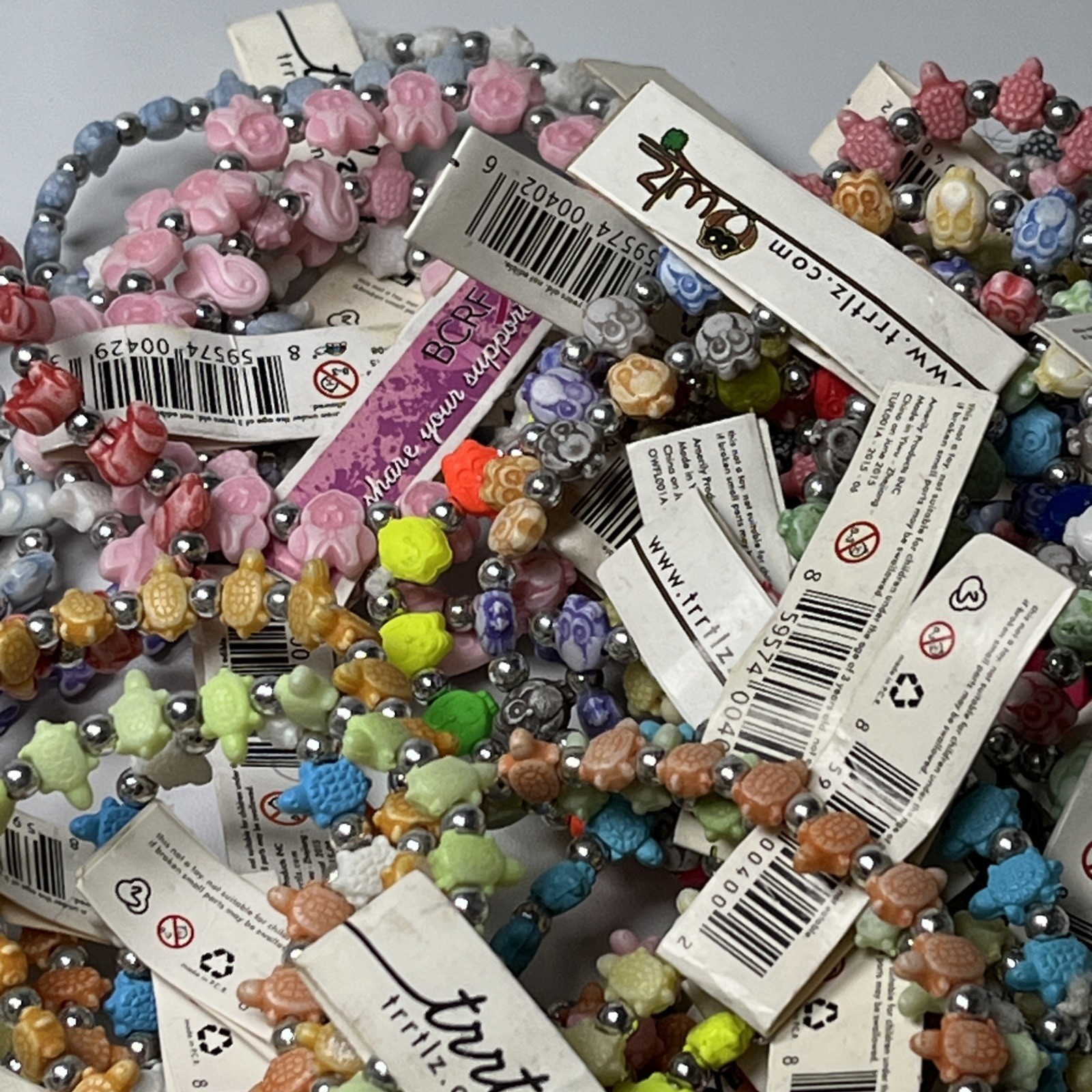 Lot Of 100 Trrtlz Kids Stretch Bracelets Mixed colors and Styles