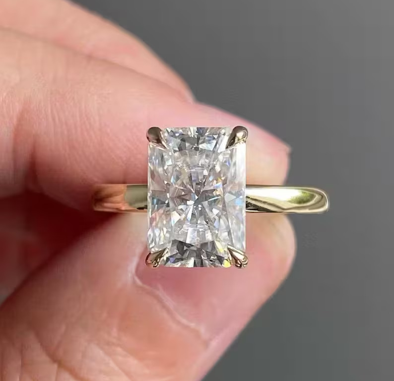 IGI 3Ct Radiant Cut EF/VS1 Lab Grown Diamond Anniversary Ring In 14k Yellow Gold