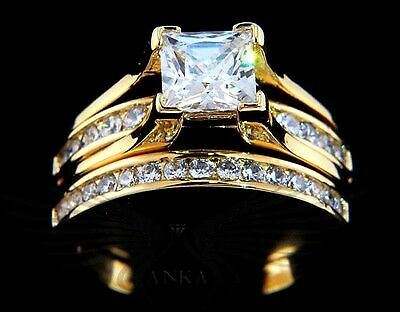 1.3Ct Princess Cut AAA Cubic Zircon CZ Gp Wedding Set 5 6 7 8 9 10 11 Tk0W384