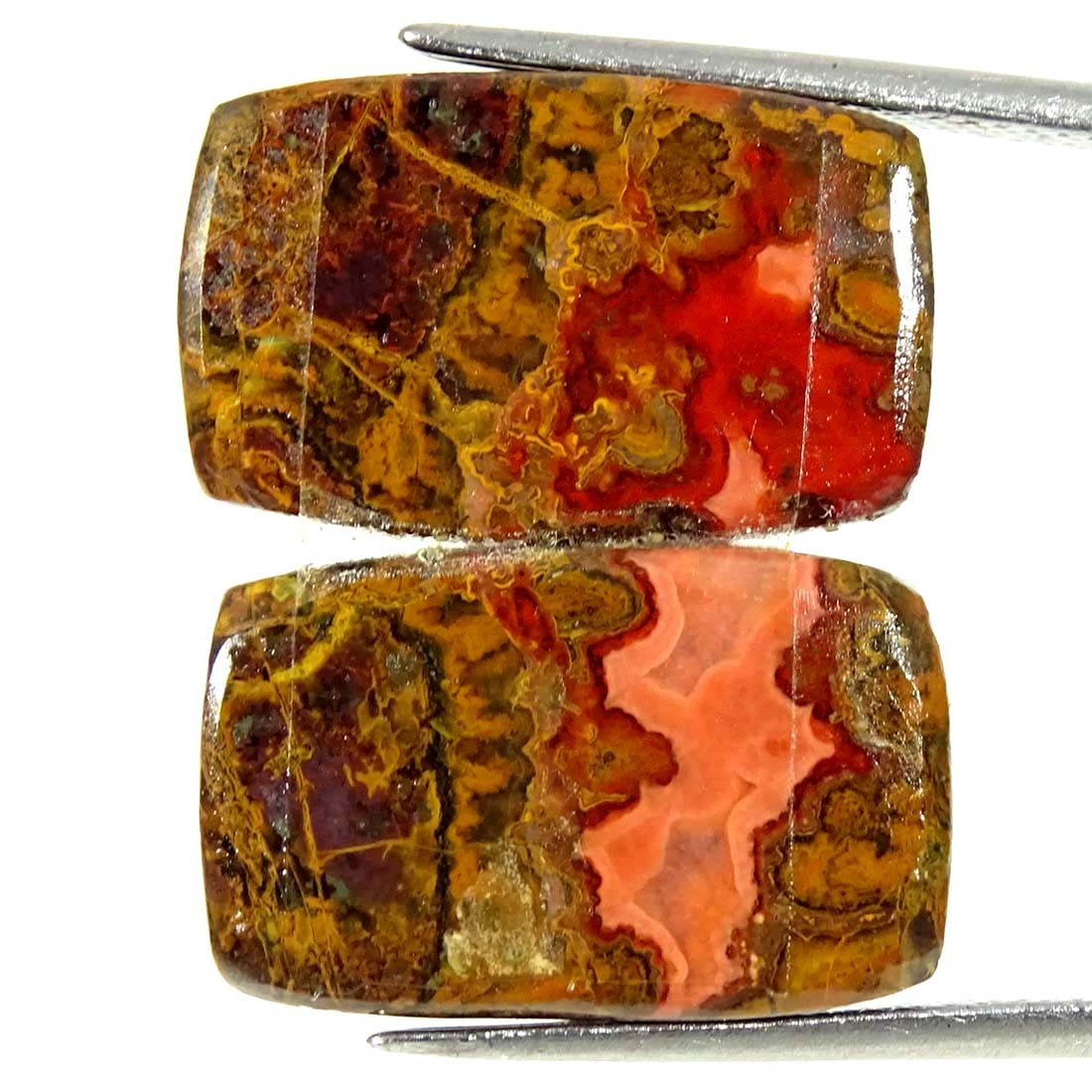 20.50Cts Natural Moroccan Seam Agate Cushion Pair Cabochon Loose Gemstone