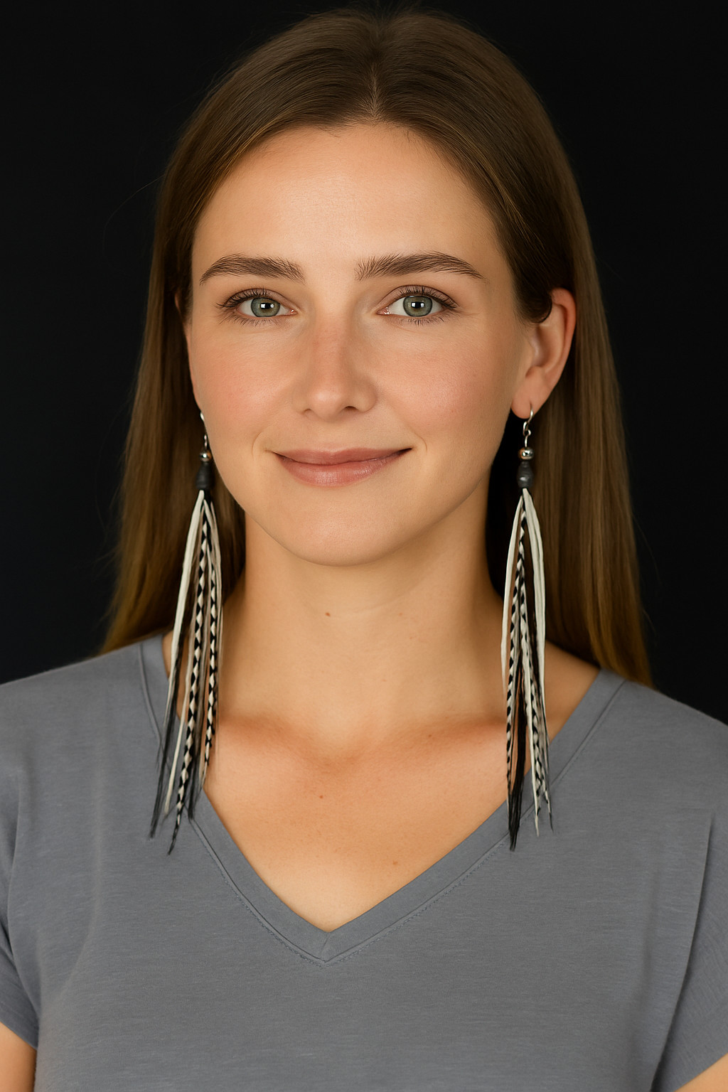 Feather Earrings 5-6 inch Black and White mix