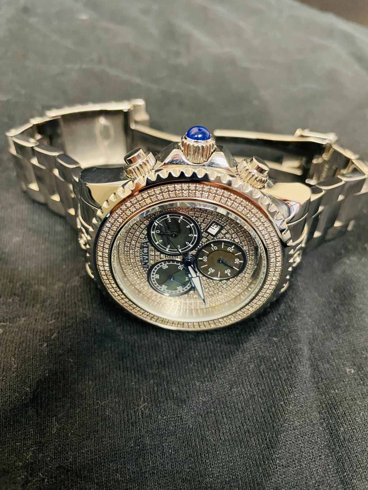 Invicta Men’s 1.57 ctw Diamond 47mm Grand Diver Swiss ETA Quartz Chrono Watch