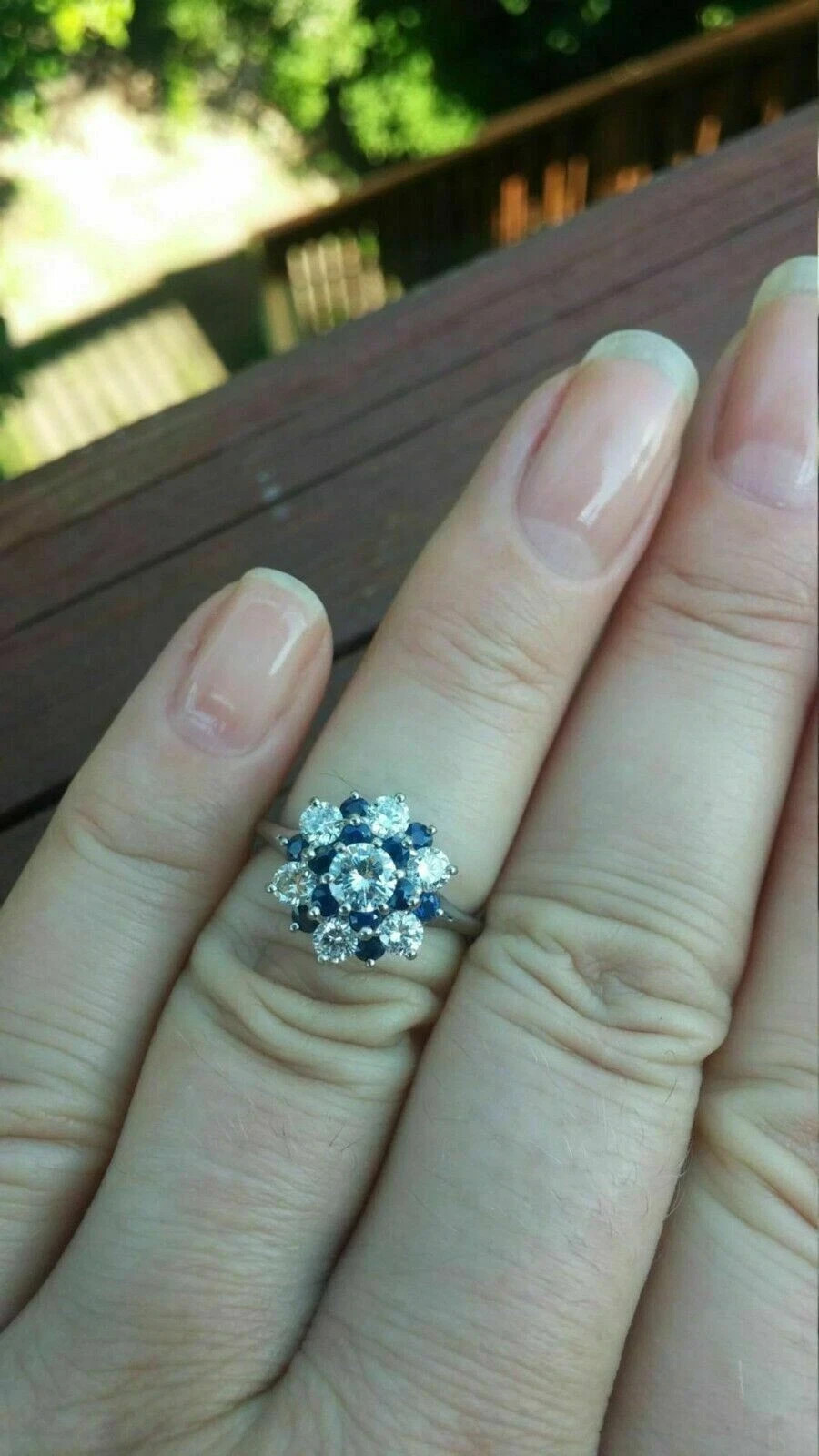 2.50 Ct Round Cut Natural Sapphire Diamond Wedding Ring 14K Solid White Gold 6
