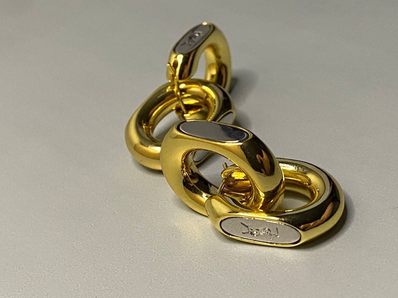 Yves Saint Laurent Gold Interlocking Link Earrings