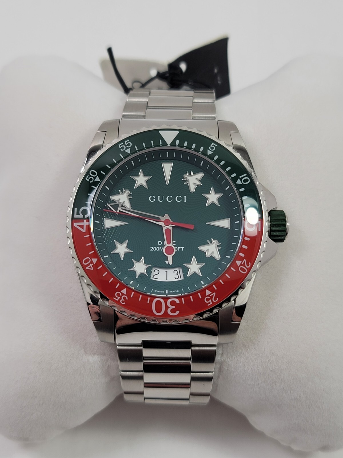 Gucci Dive XL SWISS Quartz Green Dial Stainless Steel Men’s Watch YA136222