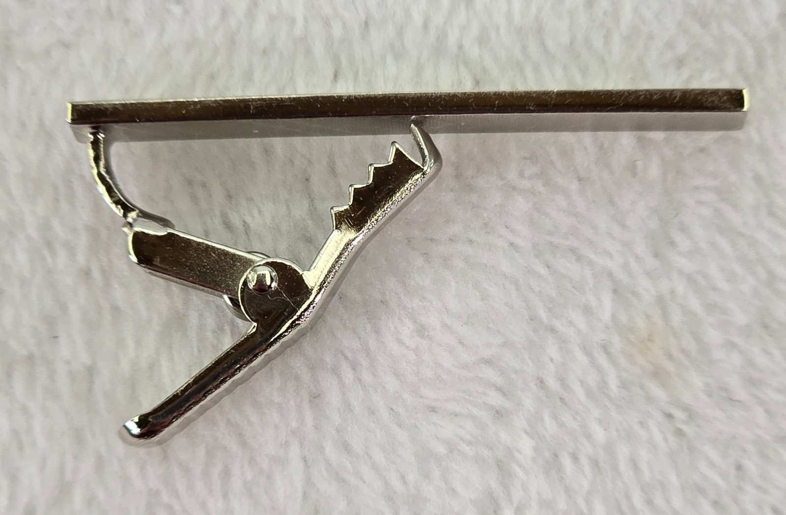 Vintage Stainless Steel Tie Clip Brushed Silver Tone Metal No Pattern