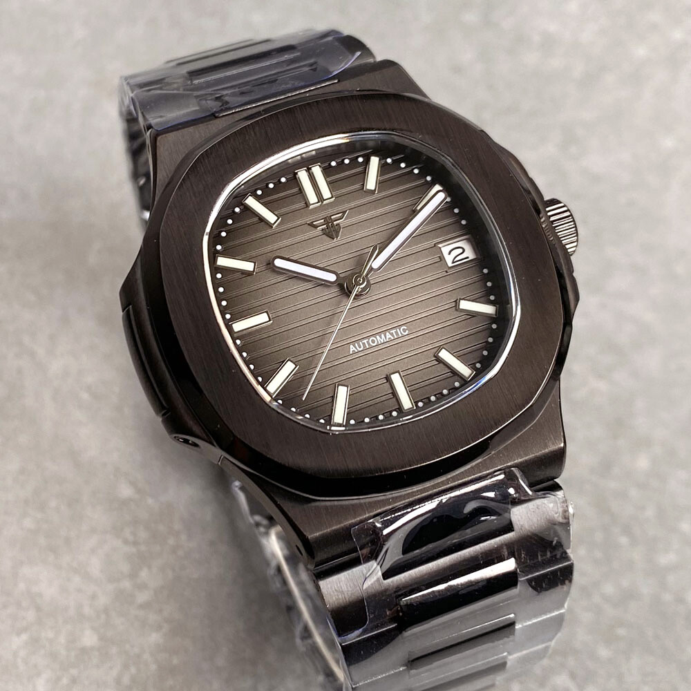 Black PVD Coated Retro 40mm Square Sapphire 10ATM NH35 Automatic Men Dress Watch