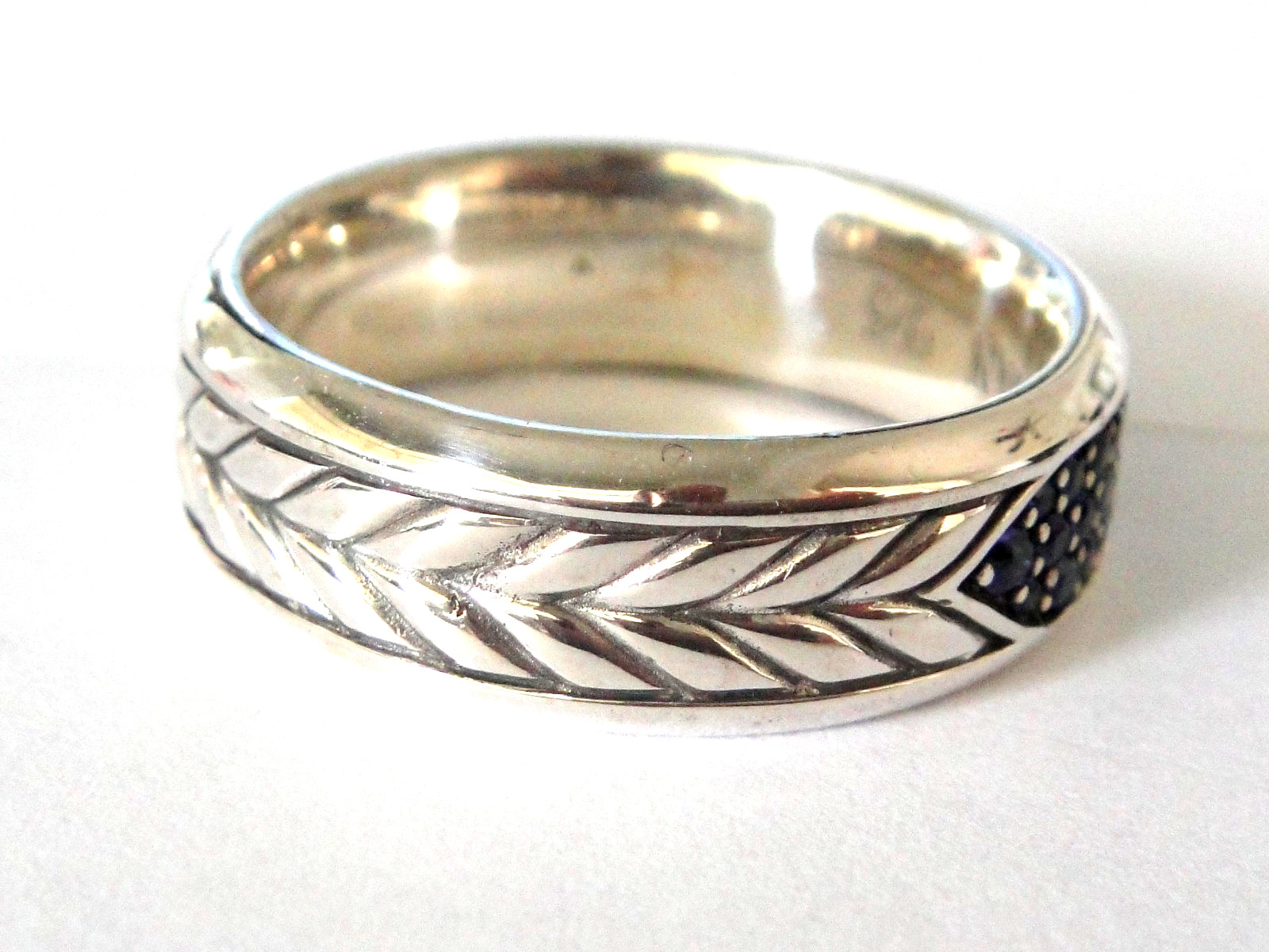 DAVID YURMAN SS CHEVRON BLUE SAPPHIRE RING