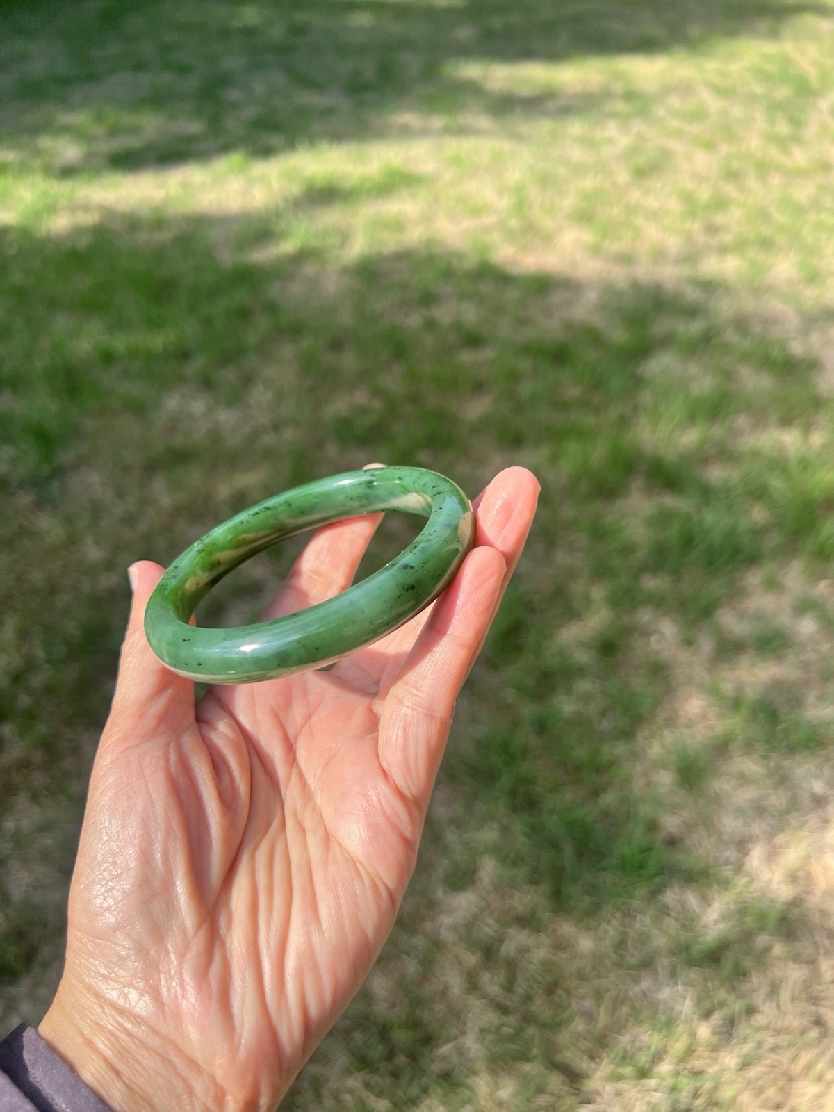 XXL 63.5mm Genuine Green Nephrite Jade Bangle Bracelet B729 2
