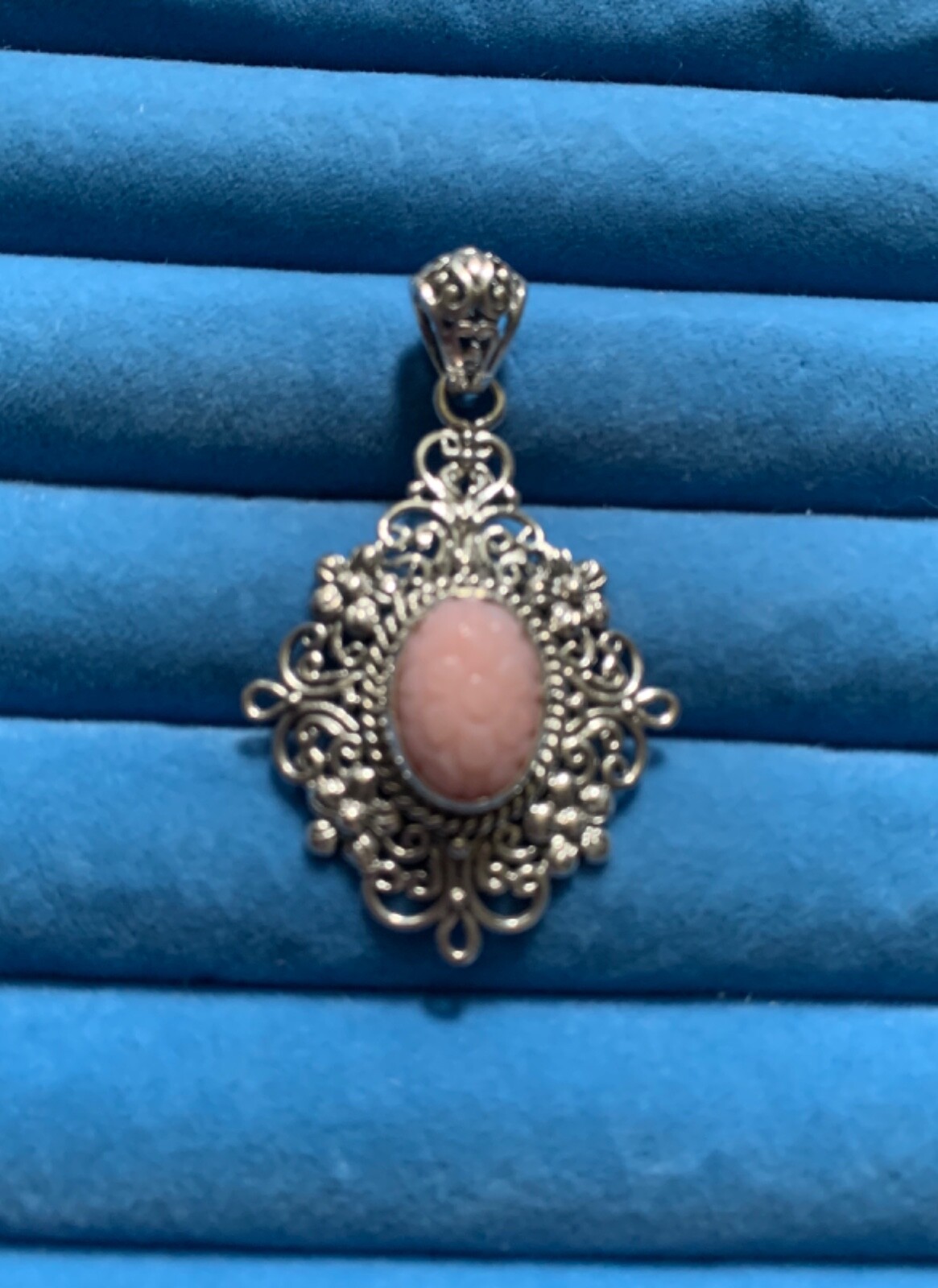 BALI LEGACY Pink Opal Carved Pendant in Sterling Silver – 9.0 ctw.