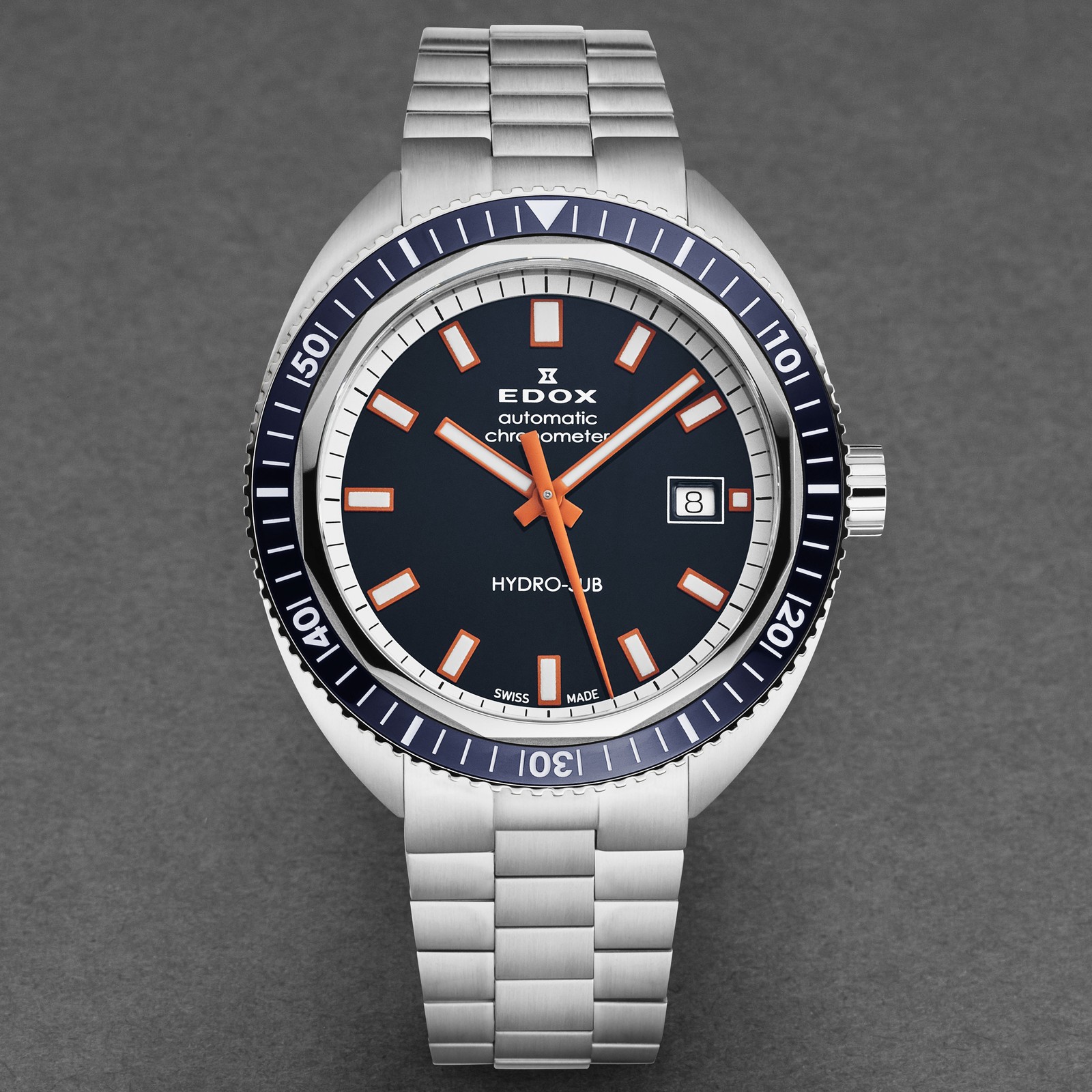 Edox Men’s ‘Hydrosub’ Blue Dial SS Bracelet Automatic Watch 80128-3BUM-BUIO