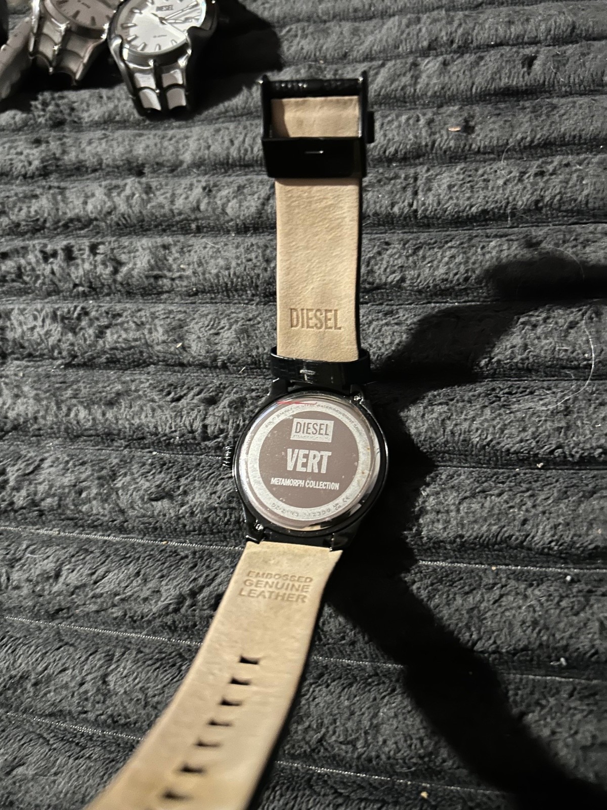 DIESEL Metamorph Vert Mens Watch, Black Dial, Reptilian Embossed Leather Band