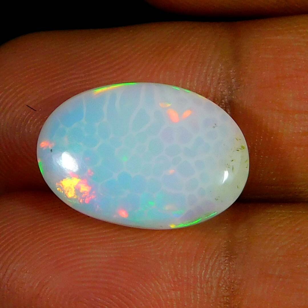 6.30Cts. Natural White Ethiopian Opal Oval Cabochon Reiki Healing Good Gemstone
